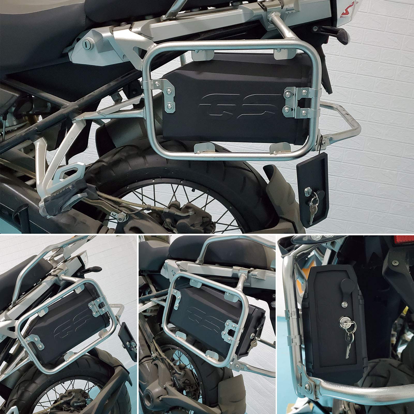 GoolRC Caja de herramientas para moto, soporte lateral izquierdo con sustitución de PP compatible con BMW R1200GS LC & Adventure 20008-2018, R1250GS 2019 +, Benelli TRK502 2016-2019