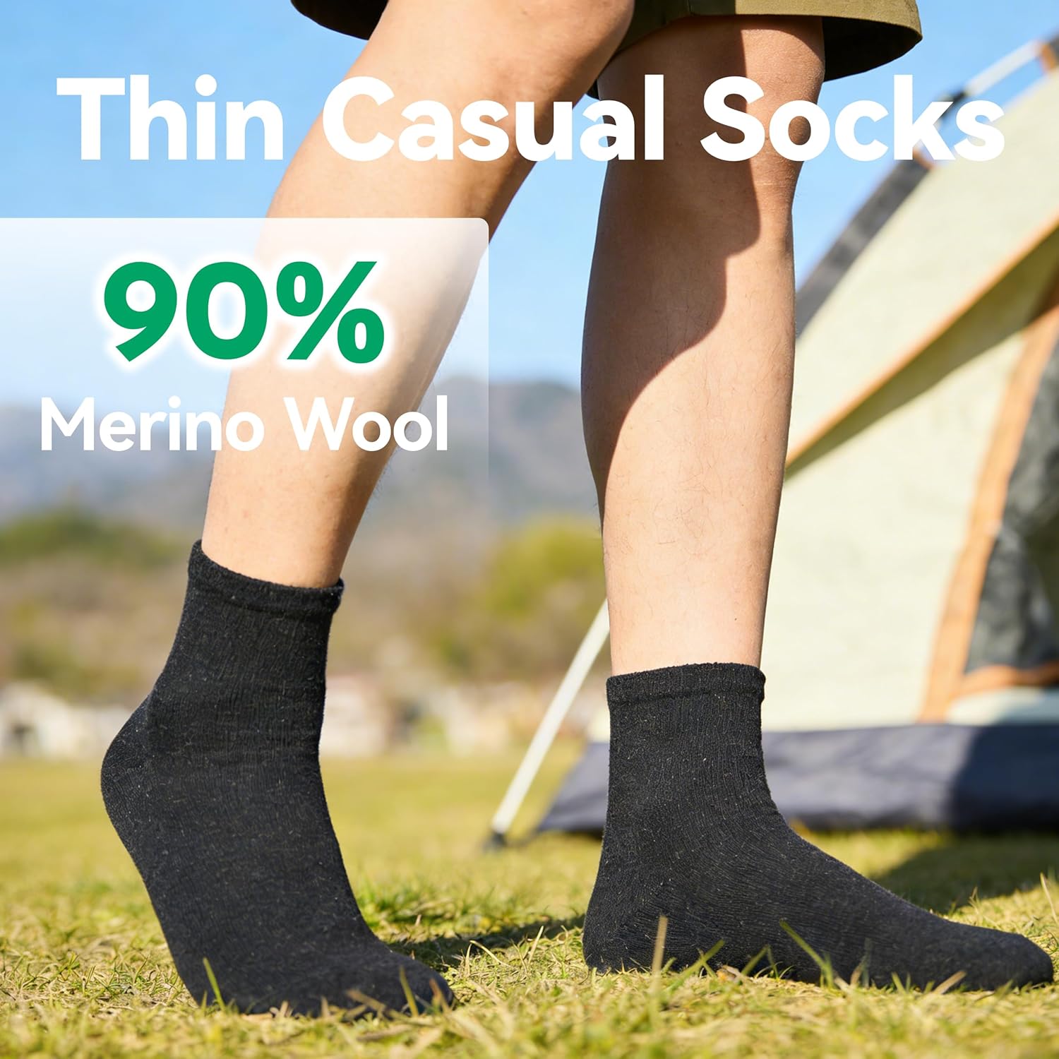 3 Pairs 90% Merino Wool Socks for Men Women, Soft Thin Breathable Ankle Socks for Athletic Running Hiking Cycling