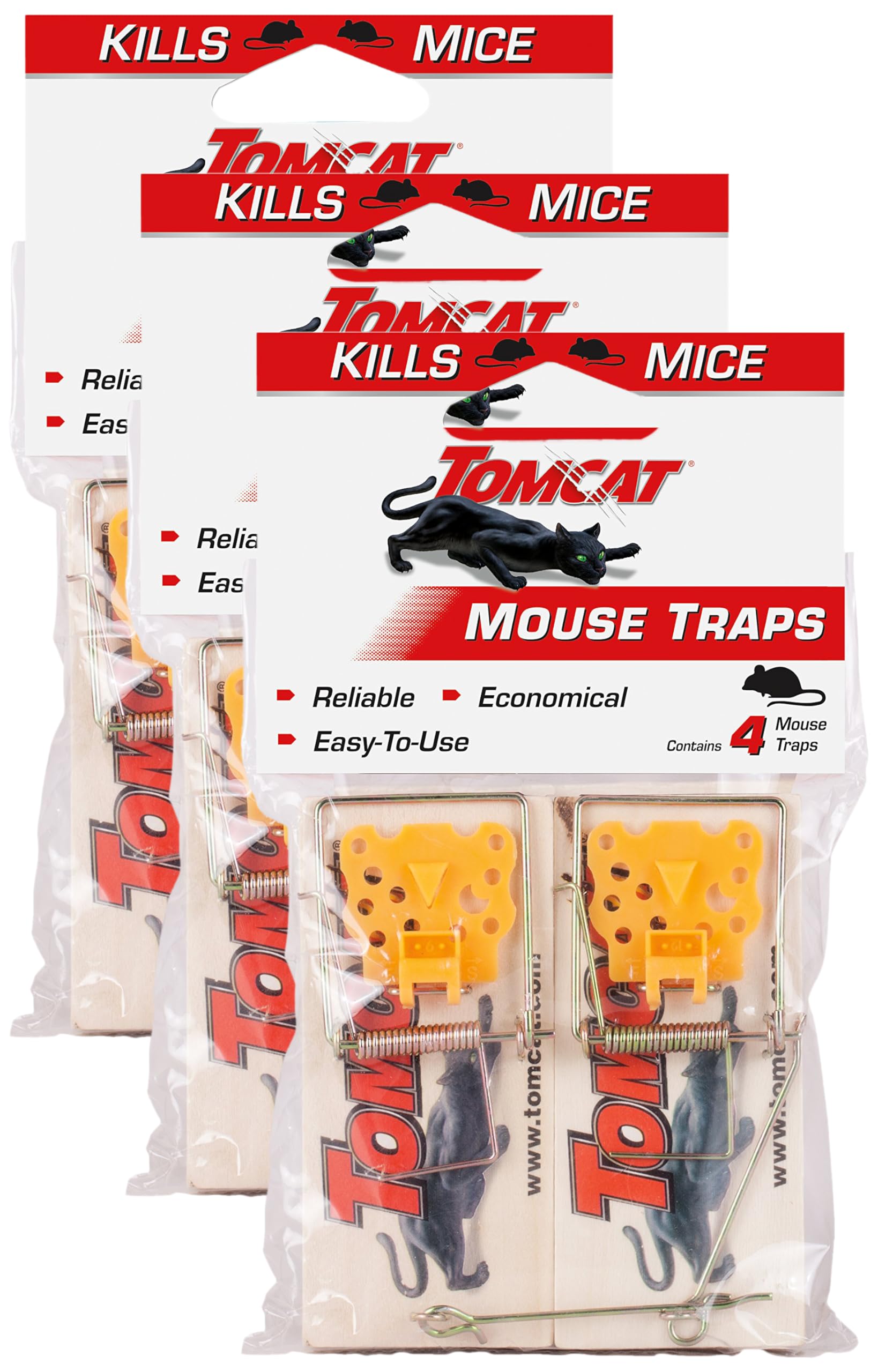Tomcat Mouse Traps (Wooden), 4 Traps (Pack of 3)