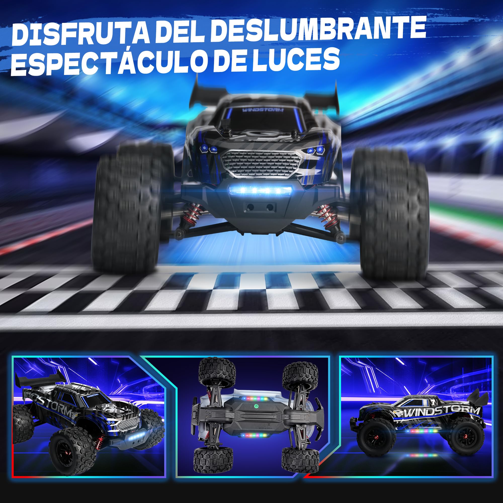 Macchina Telecomandata Brushless - 1:14 Max 50+ Km/H Auto Telecomandata 4x4 Alta Velocità 2.4 Ghz Camion Telecomandato Impermeabile 16 Modalità Di Illuminazione Veicolo Con 2 Batterie - Viola