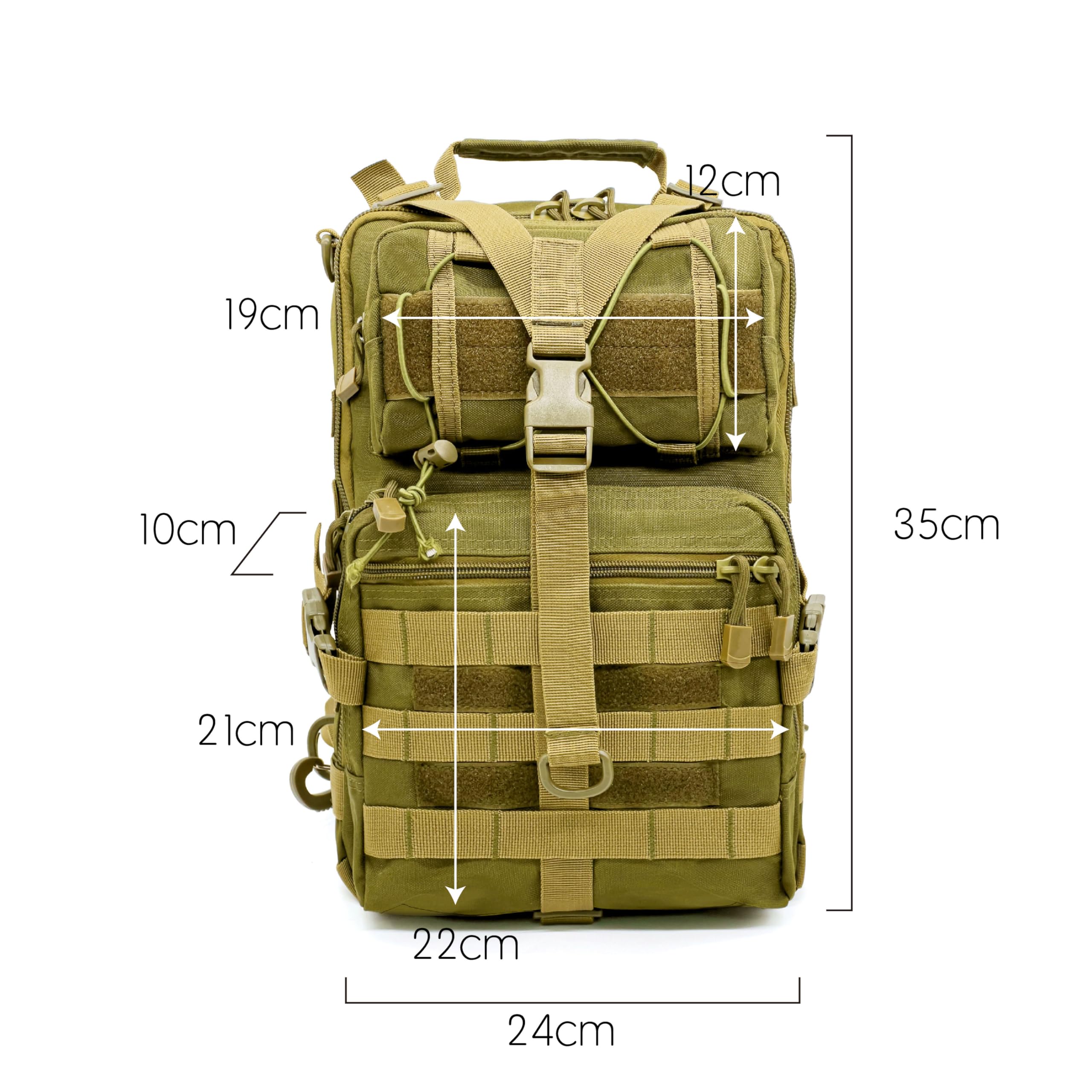 Alephnull Taktyczna torba na klatkę piersiową Molle na wędrówki plecak dzienny Sling torba Crossbody torba na ramię do aktywności na świeżym powietrzu, w podróży, na, czarny, 35 × 24× 10 CM, Taktyczne