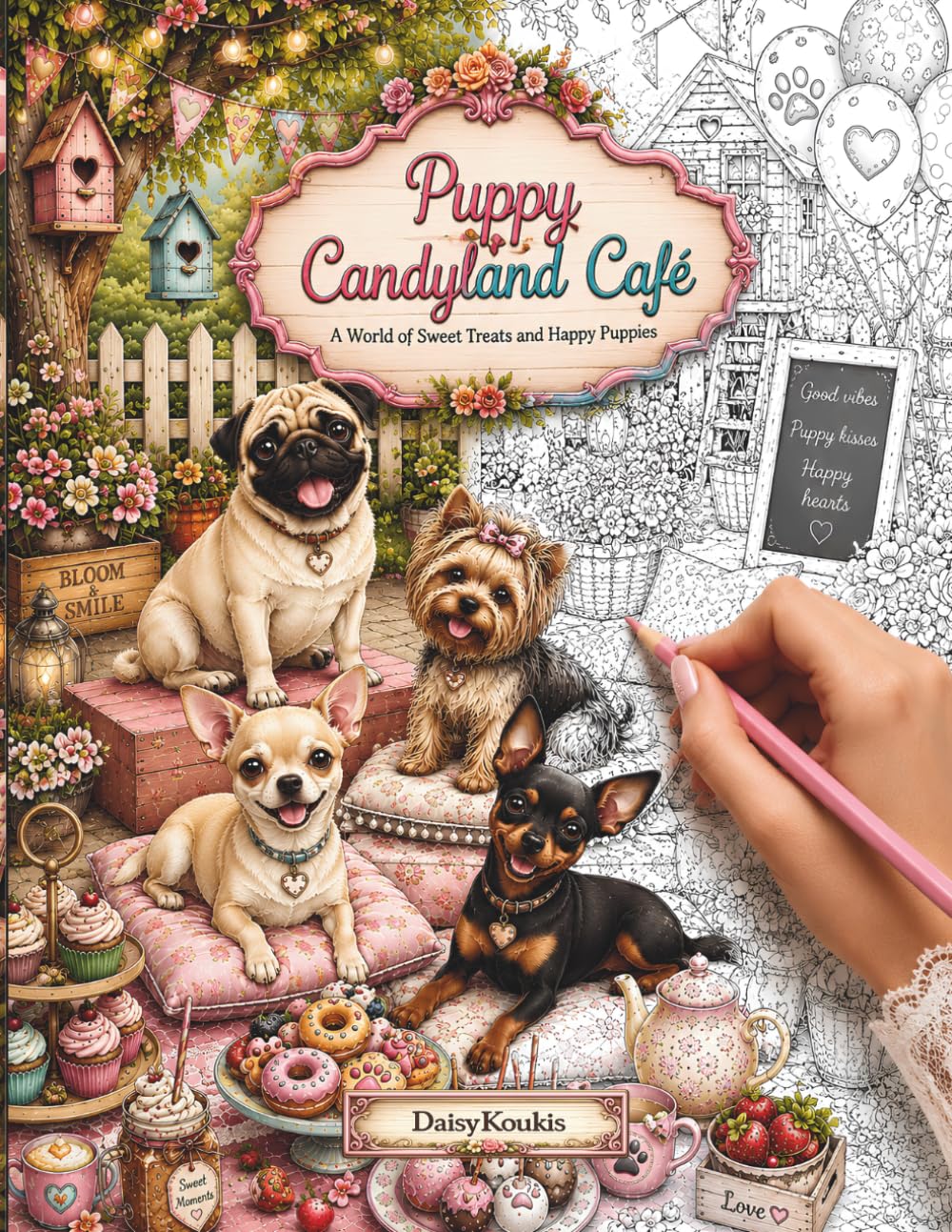 Puppy Candyland Cafe: A Cozy Coloring Book Filled with Sweet Treats, Beautiful Cafés & Adorable Puppies