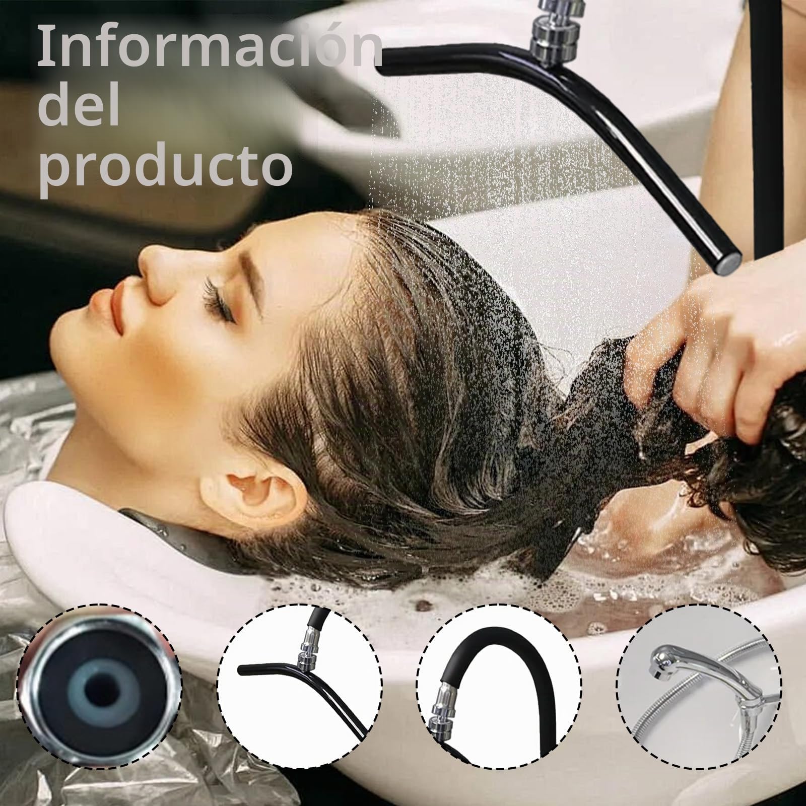 Estante De CirculacióN De Agua Para Terapia Spa Interfaz Redonda De Masaje Para Lavado De Cabello Ducha De Cascada Flexible Accesorio Para Champú Para SalóN De Belleza En Casa