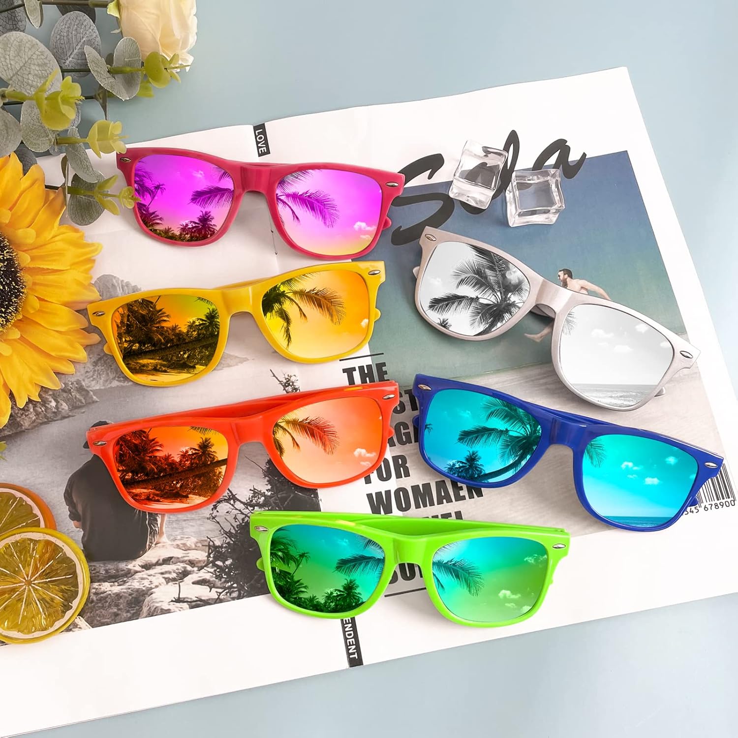 Pibupibu Neon Colors Party Favor Supplies Unisex Sunglasses Pack of 8 - Image 4