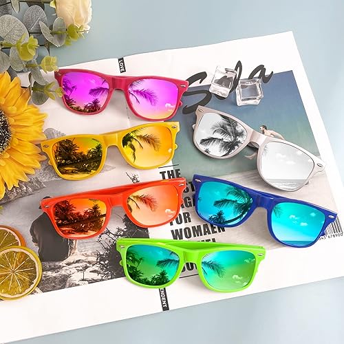 Vista 55 de Suministros para regalos de fiesta de colores neón Paquete de 8 gafas de sol unisex Varios