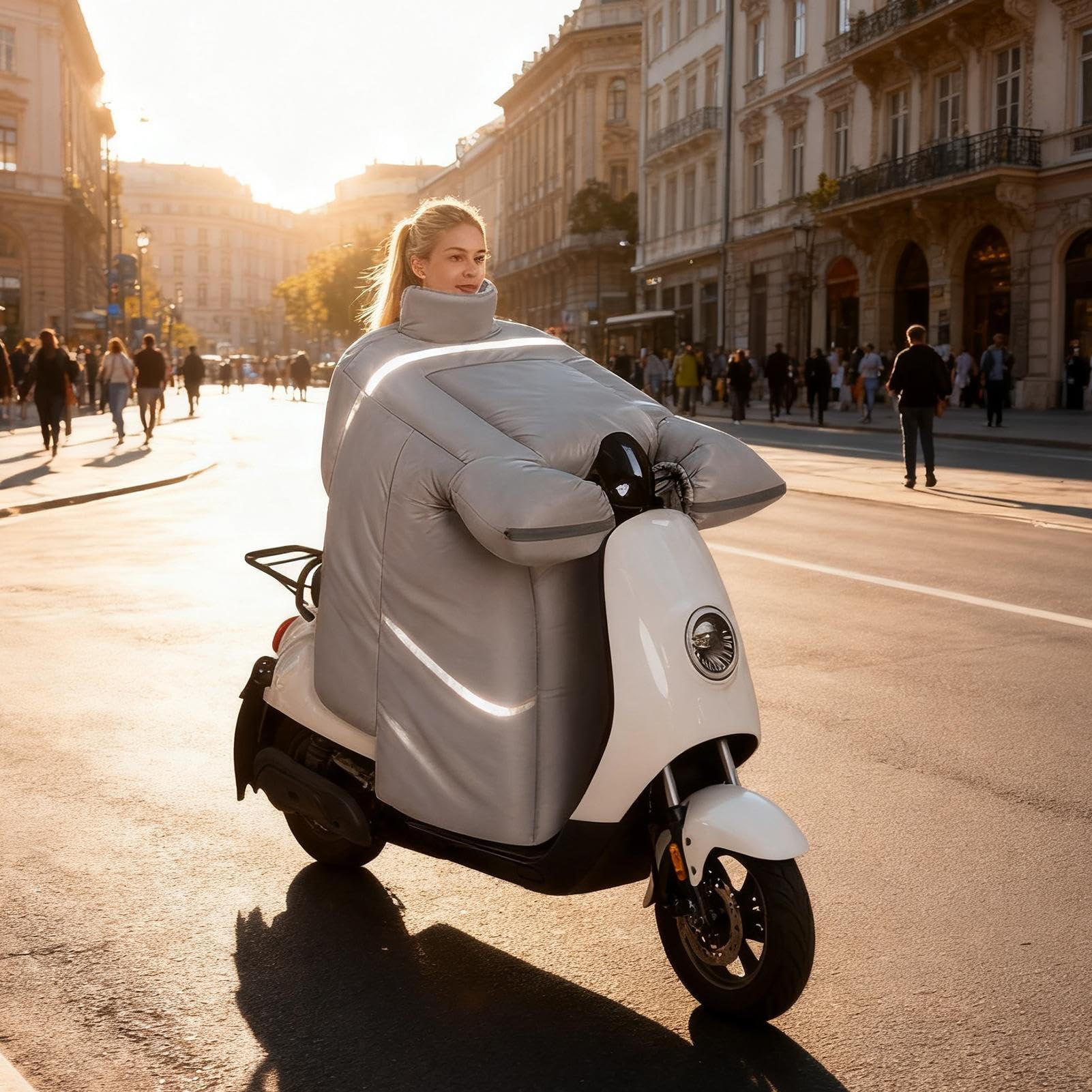 Couvre-jambes de moto - Imperméable - Doublure en peluche - Coupe-vent - Avec gants - Pour protéger les genoux, la poitrine et le cou en hiver