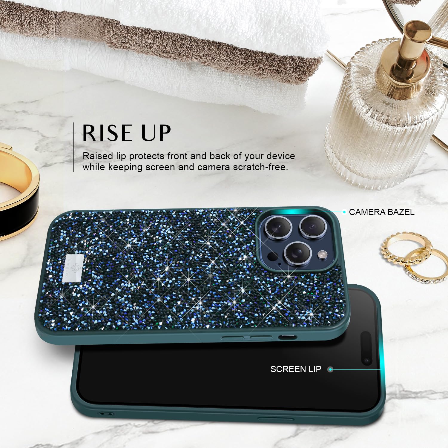 BEZ Glitzer Handyhülle Für IPhone 15 Pro Max – Funkelnde Diamant-Hülle, Schützend & Stylisch