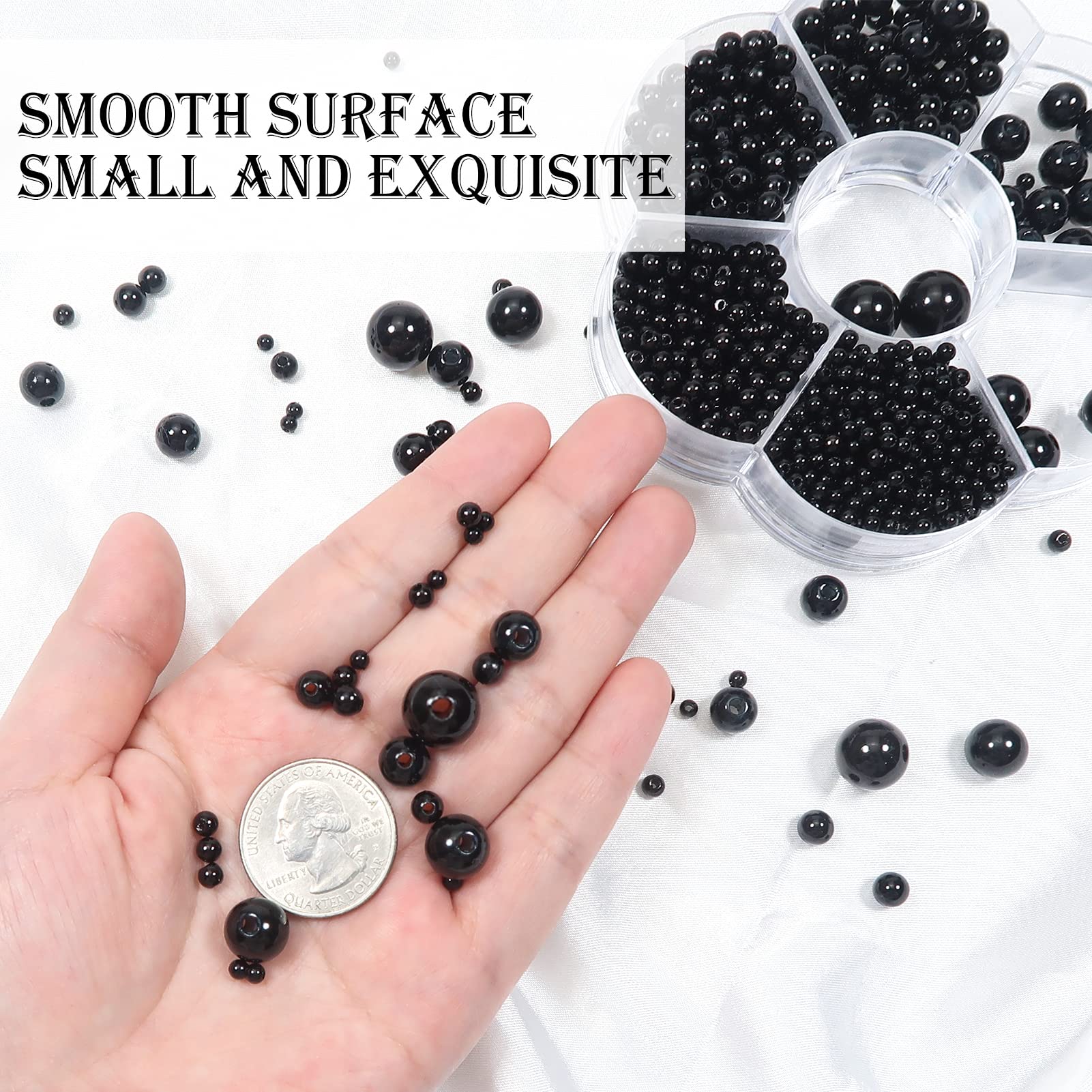 TOAOB 1160pcs Black Pearl Beads for Jewelry Making 3mm to 12mm Plastic Pearl Beads Loose Round Faux Pearl Beads with Holes for DIY Crafts Earring Choker Necklace Bracelet Making - Image 3