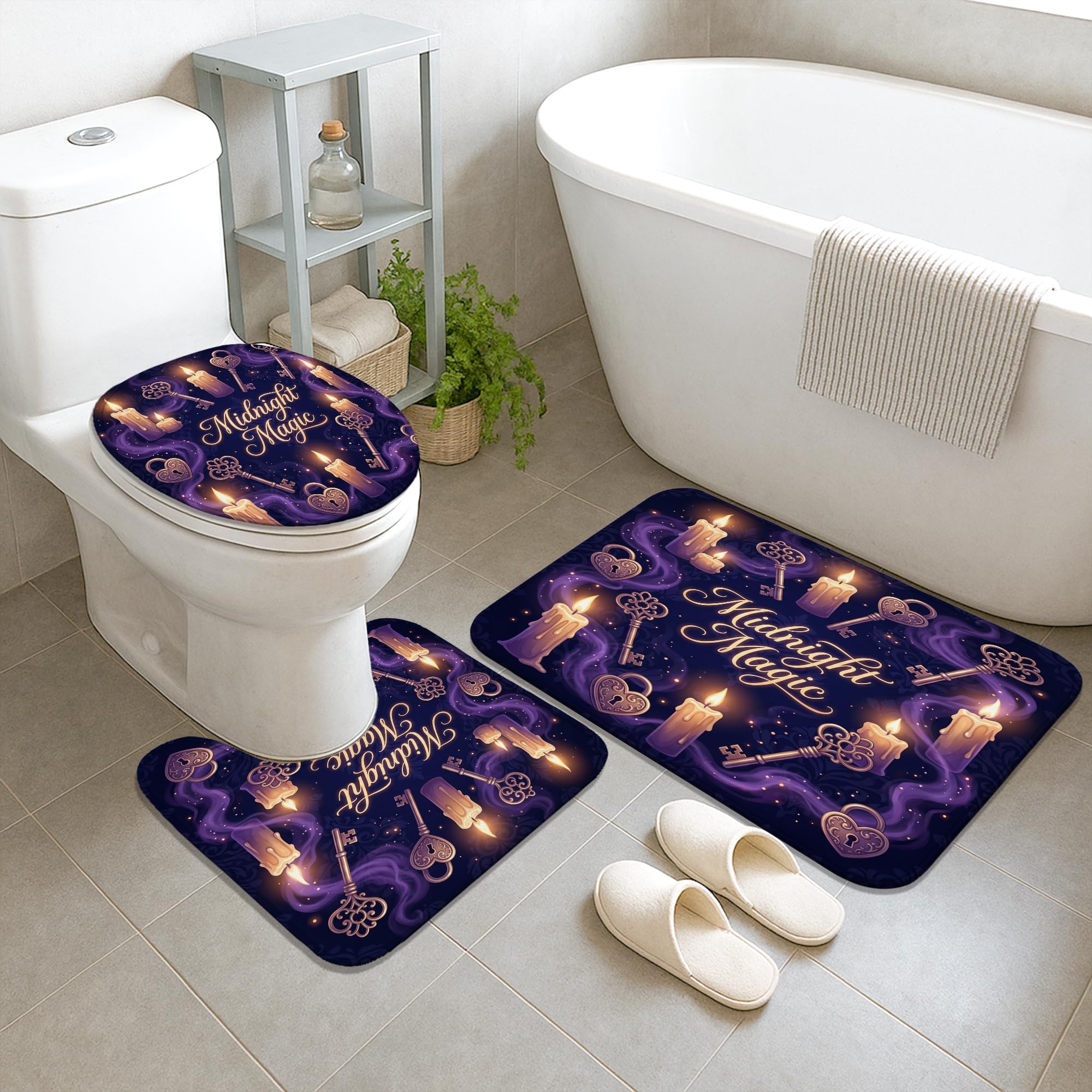 Midnight Magic Candle and Key Theme Fanciful - Juego de cortinas de ducha