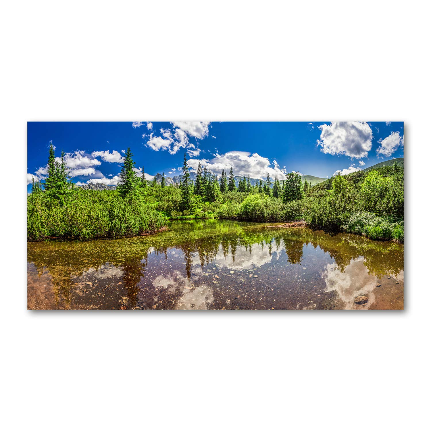 Déco mural acrylic glass picture 140x70cm grand format paysage forêt lac
