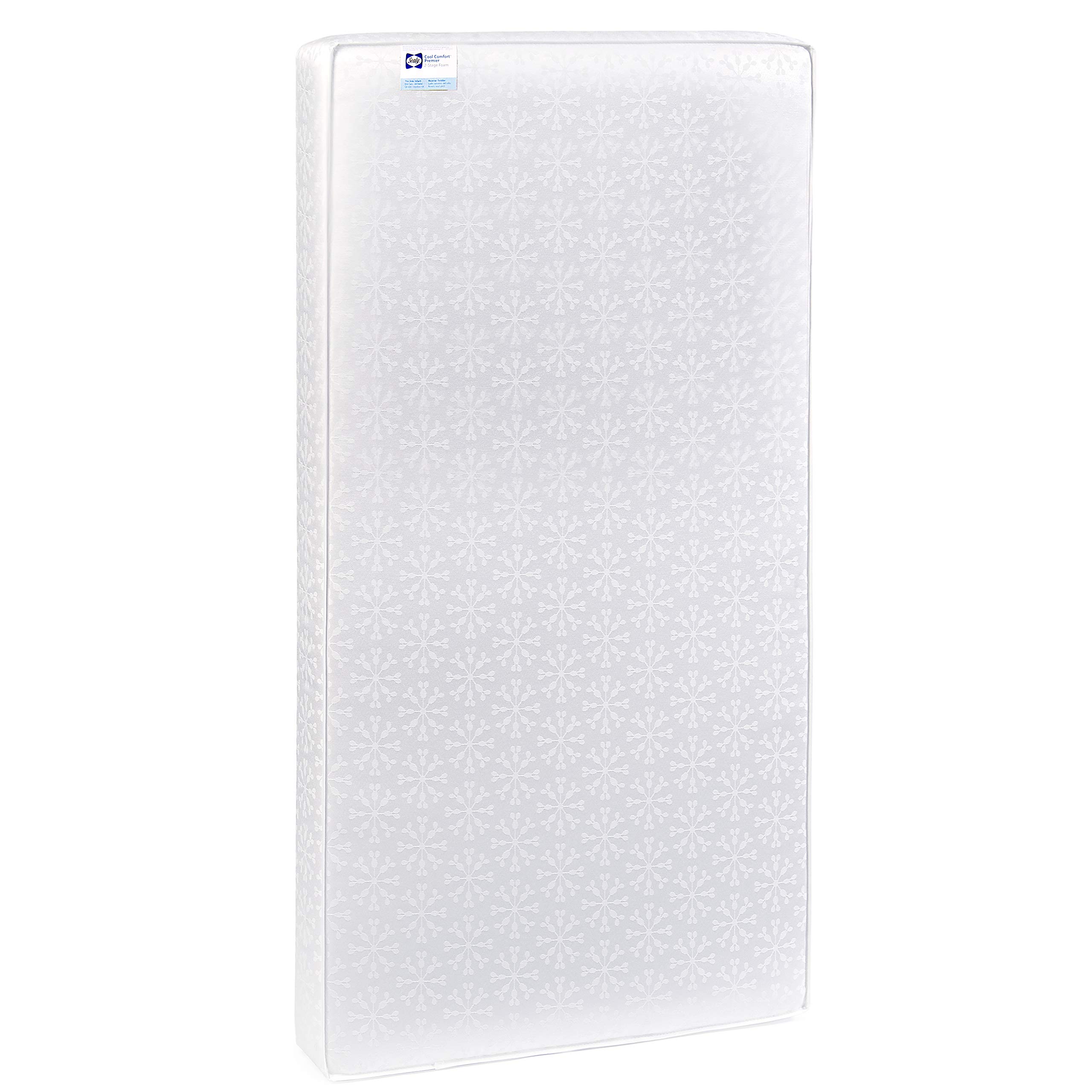 SEALY BABYCool Comfort Premier 2-Stage Lightweight Waterproof Standard Toddler & Baby Crib Mattress – Soybean Cool Gel Memory Foam, 51.63" x 27.5"