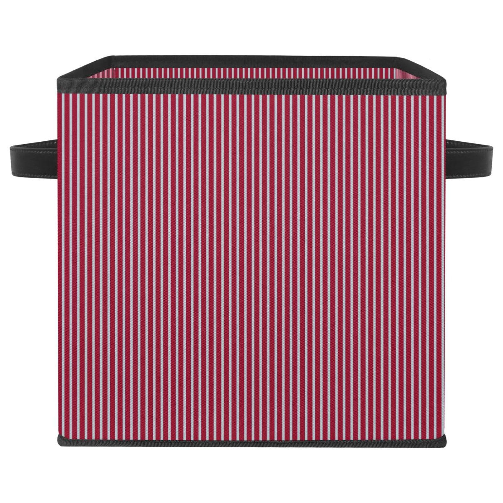 Boîte de rangement textile à rayures verticales avec poignées renforcées