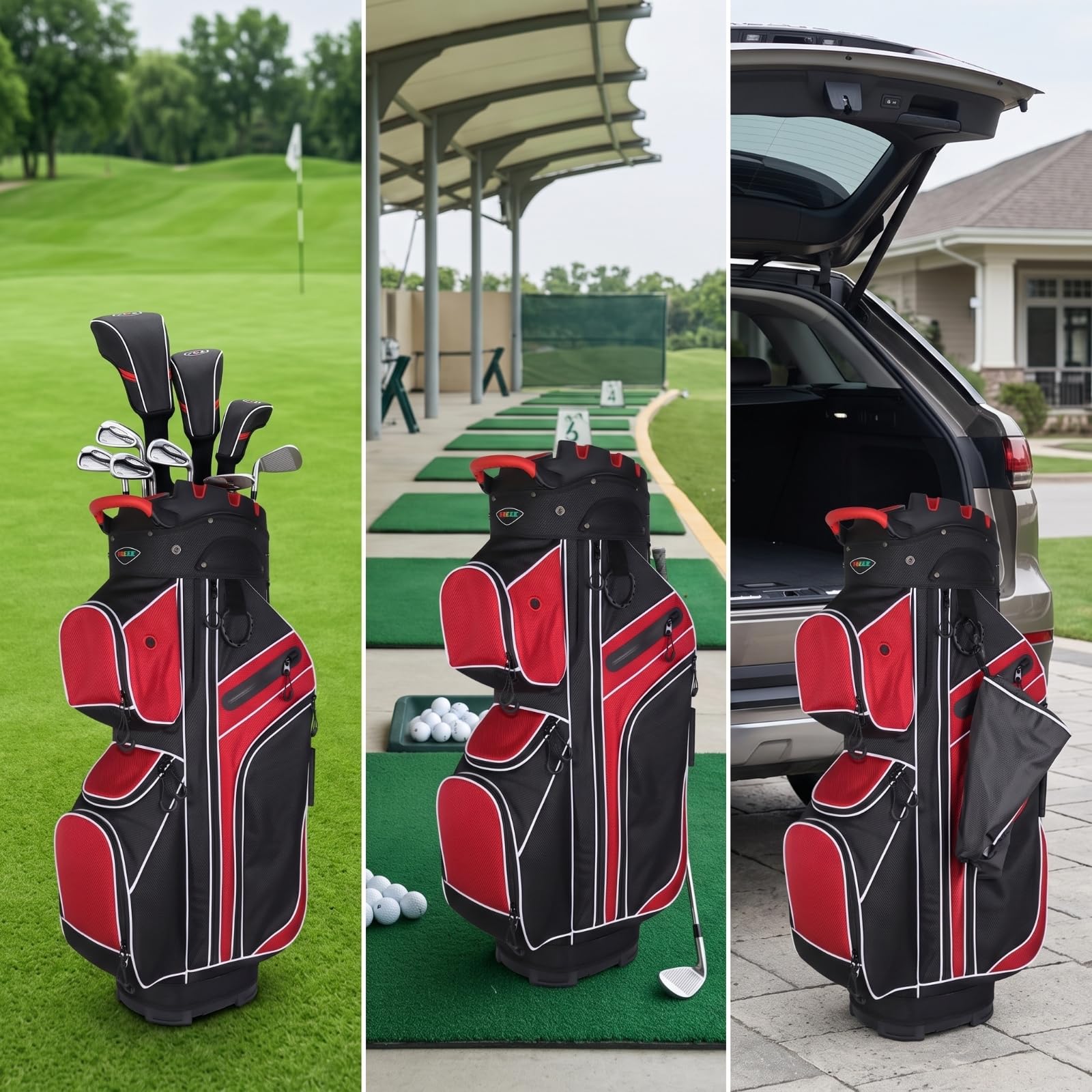 Sacca da Golf con Divisori Multitasche Sacca da Golf con Cappuccio Antipioggia Imbottita per Golfisti