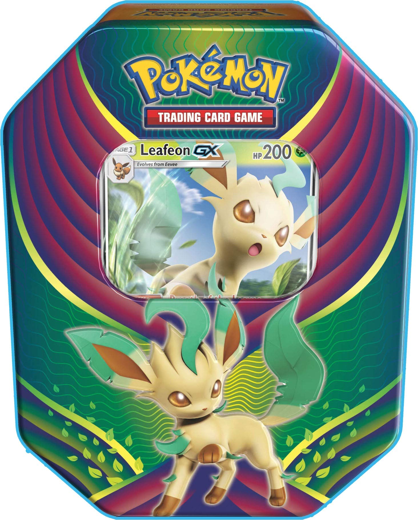Pokemon TCG 2018 Fall Evolution Celebration Tin- Leafeon-Gx A Foil Gx Card 4 Booster Pack