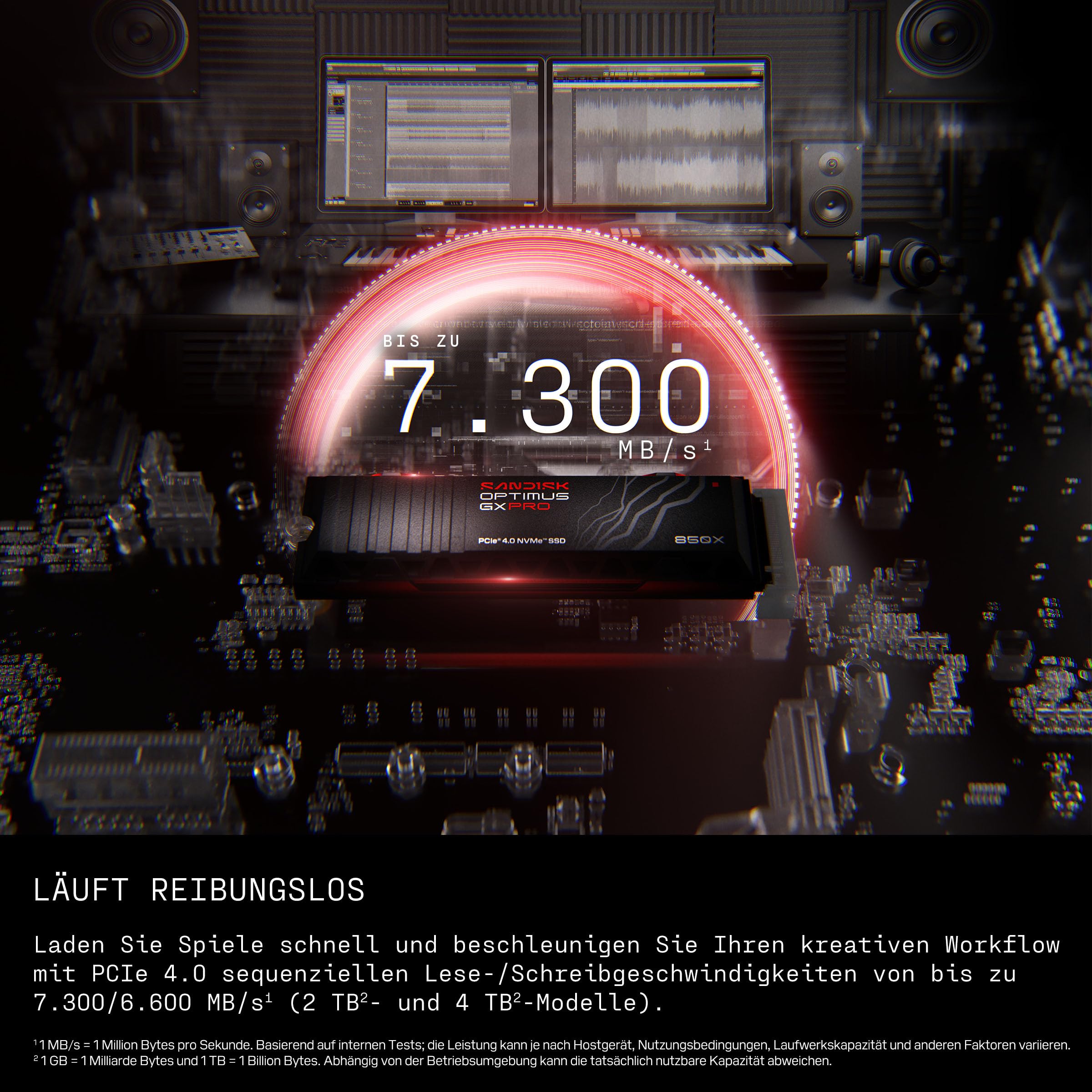 SANDISK Optimus GX PRO 850X NVMe SSD mit Kühlkörper 8 TB (bis zu 7.200/6.600 MB/s sequenziellen Lese-/Schreibgeschwindigkeiten, M.2 2280, PCIe 4.0, bis zu 4.800 TBW)