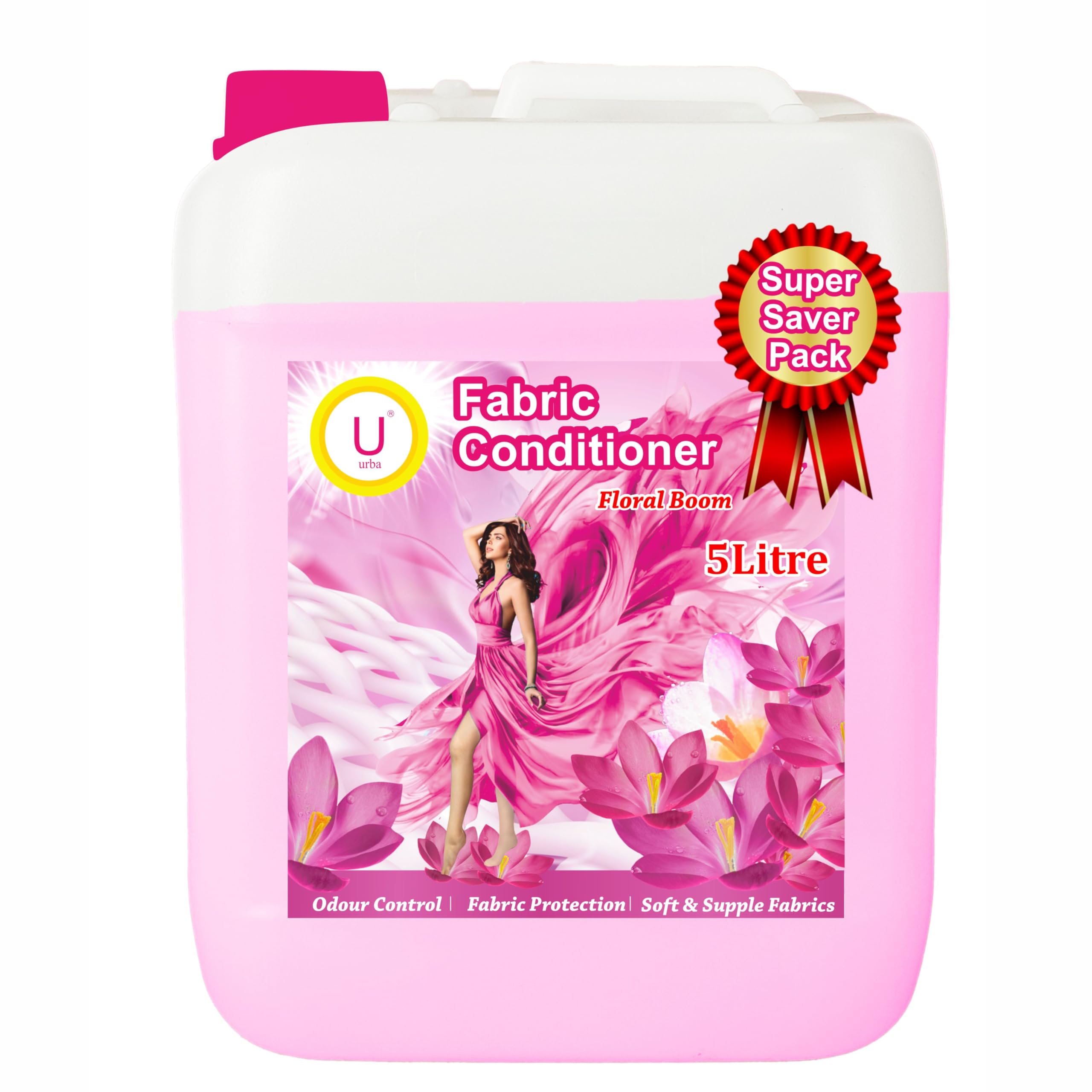 Urba Floral Boom Fabric conditioner 5 L| Super saving Pack| After Wash Liquid Fabric Softener (Offer Pack) | Softness, Shine & Long Lasting Freshness | Fabric stiffener 5000 ml