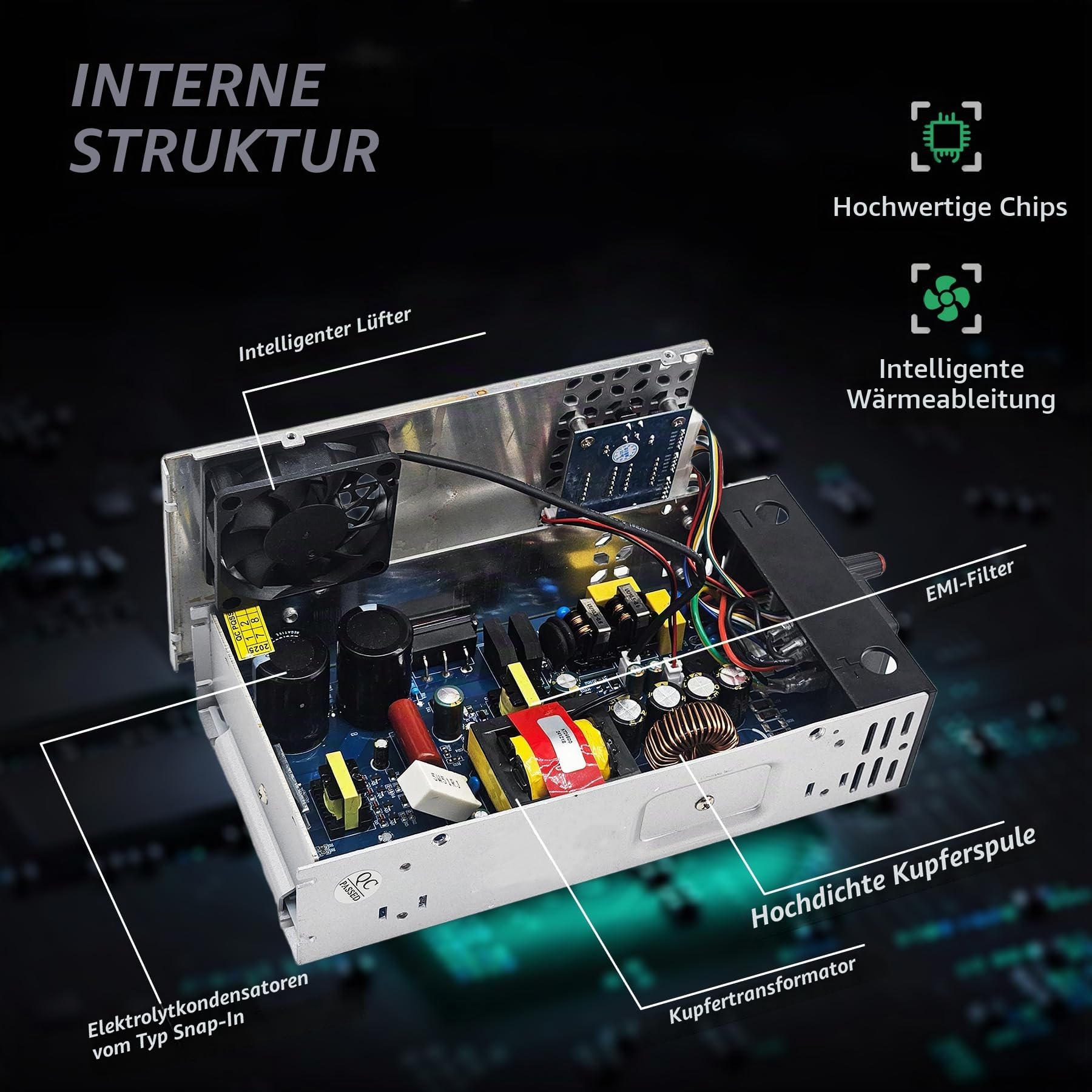 Upgrade Einstellbar Trafo DC 30V 17A 500W Netzteil Transformator Schalternetzteil 230V AC auf DC Netzteil 30Volt Transformator Industriell für LED Lichtleiste CCTV Kamera Sicherheitssystem Radio SMPS