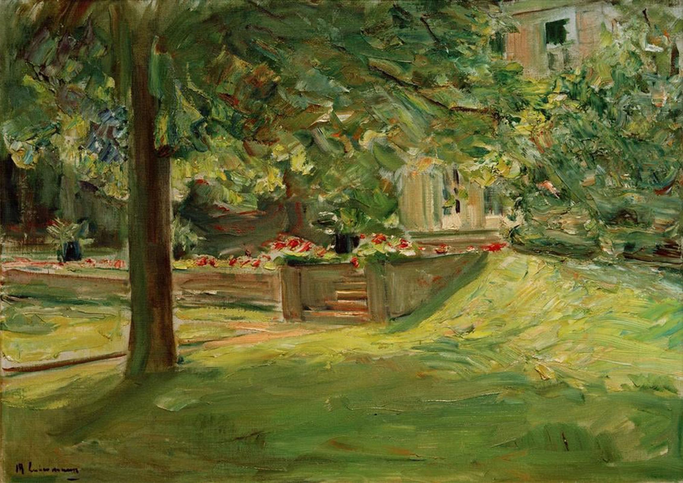 SERENDIPITP Vintage Picture Print on Canvas Wall Art Poster The flower terrace to the southwest Wannseegarten by Max Liebermann Artwork Print Poster for Wall Decor 60x90cm