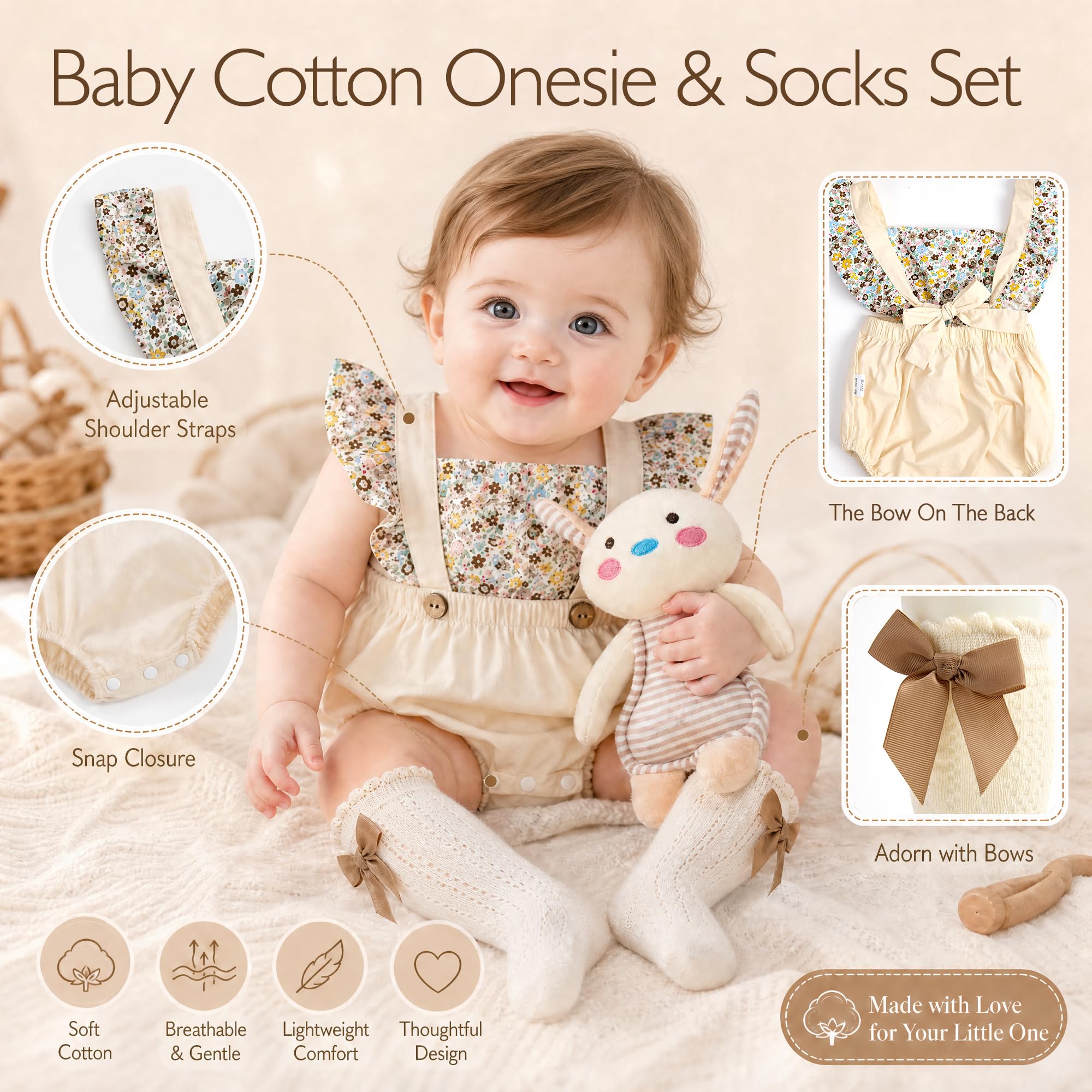 Regalo Bebe Recien Nacido Niña, Set de Regalo para Bebé con Maletita