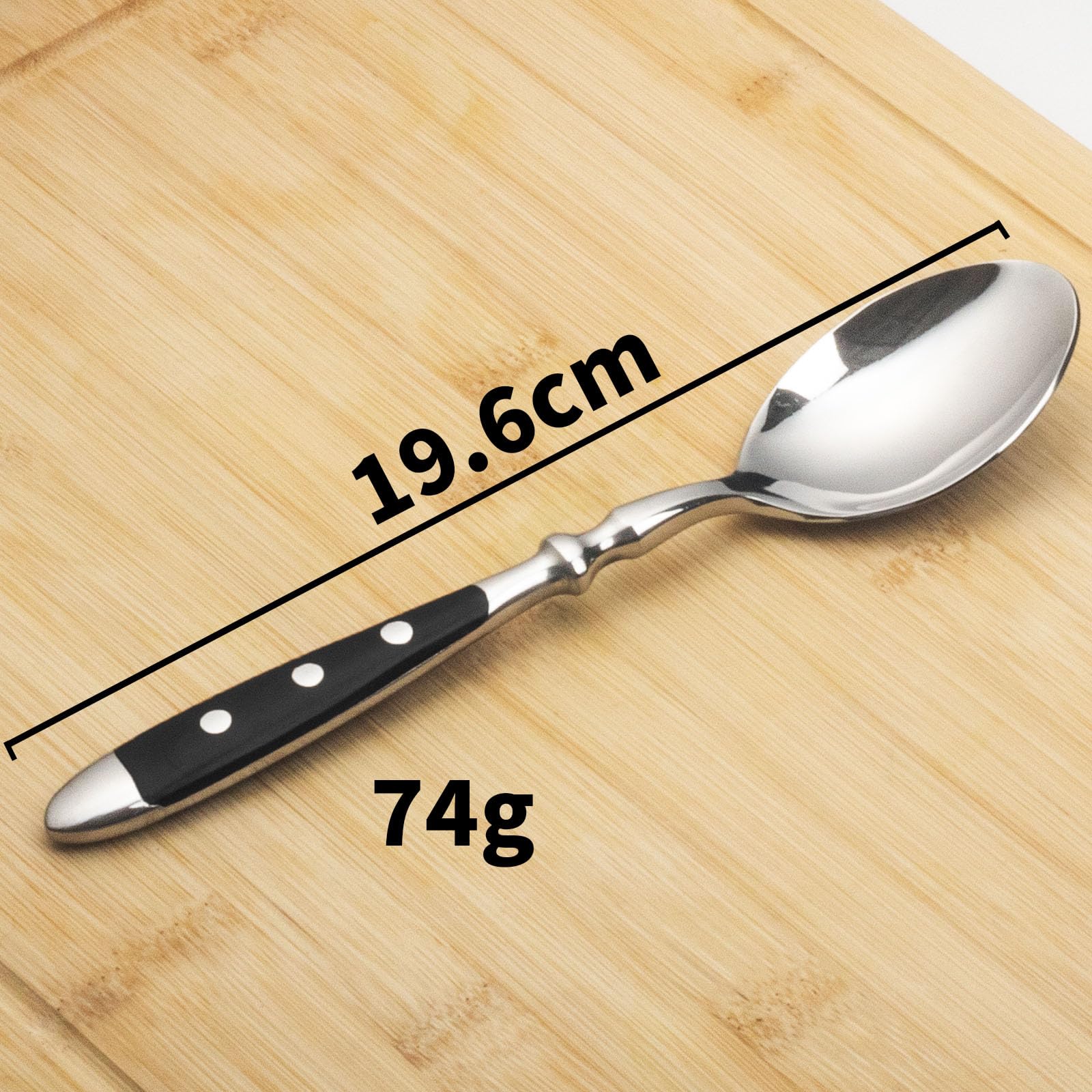 Alata Lot de 12 cuillères à soupe en acier inoxydable - Poignées noires - Poli miroir - Couverts pour la maison, le restaurant, l'hôtel, l'utilisation quotidienne - Série Berlin