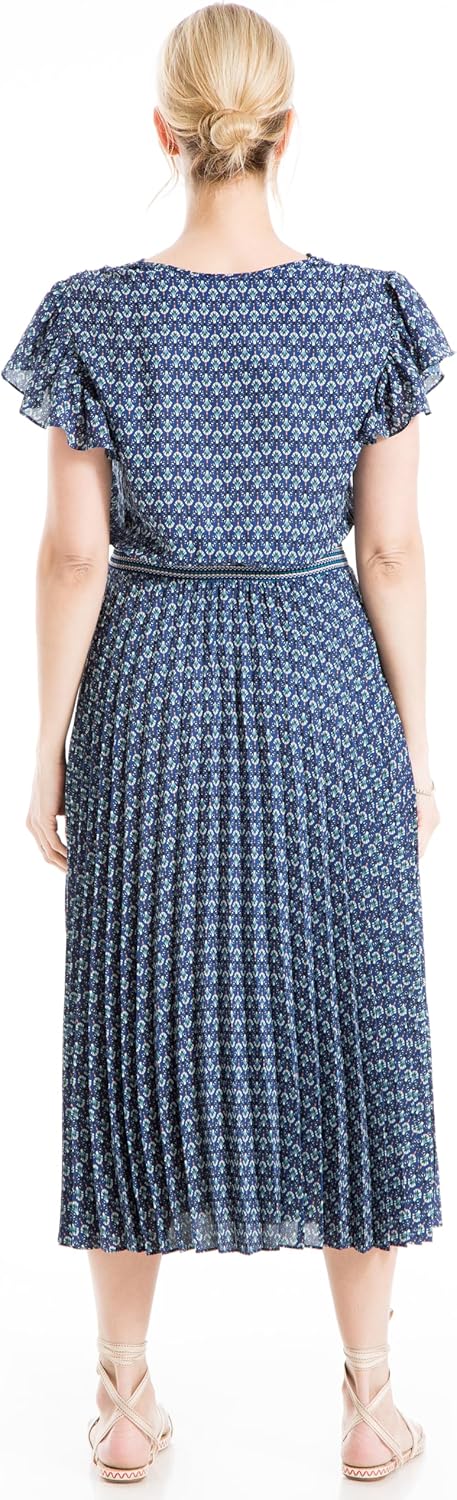 Max Studio Women's Crepe Short Sleeve Pleated Midi Dress - Image 3