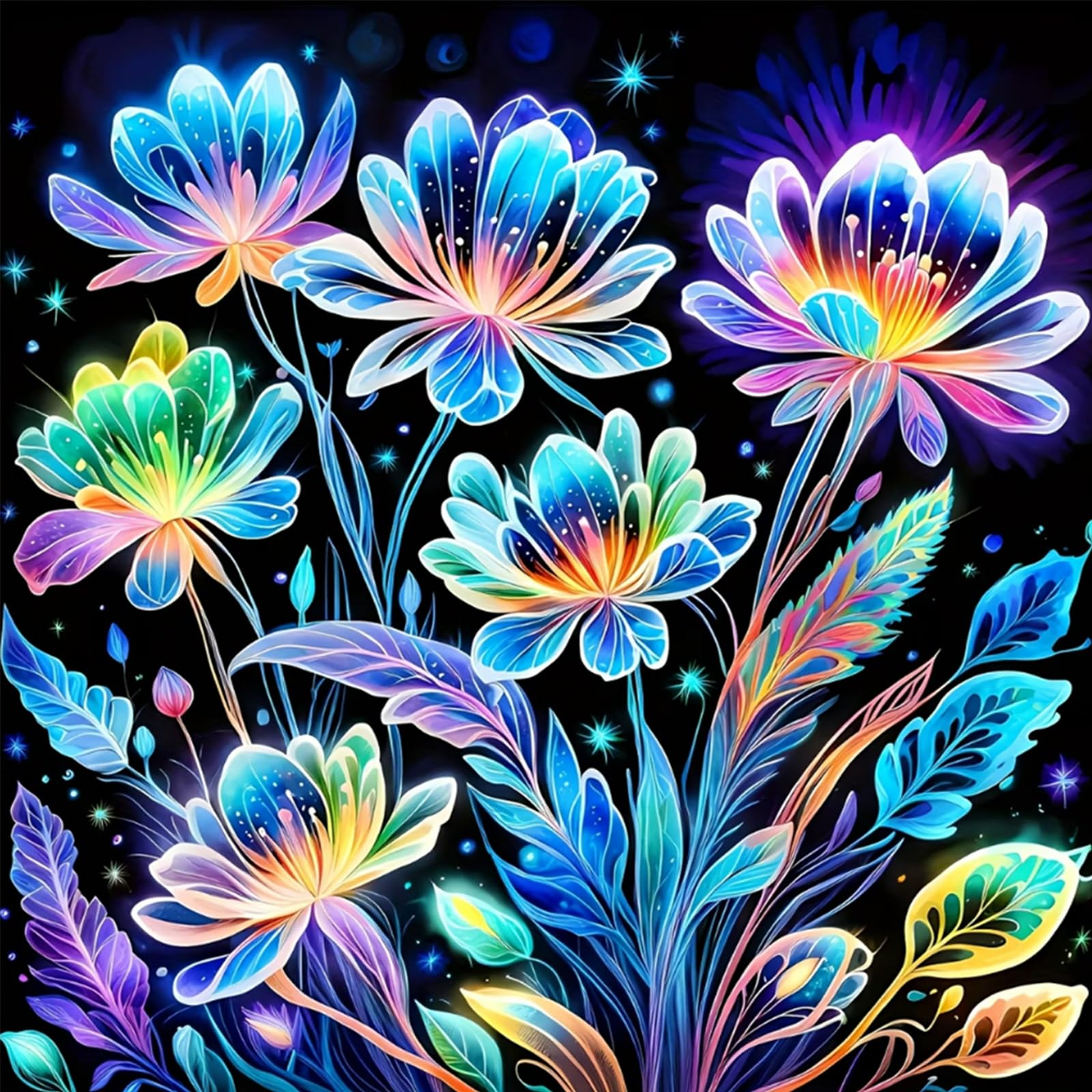Poetrydraw Colorful Flowers Full Diy 5D Round Drill Diamond Art Painting Kits For Adults/Beginners Home Decor Diamond Art Paintings Picture Arts Craft 40X40cm (Colorful Flowers)