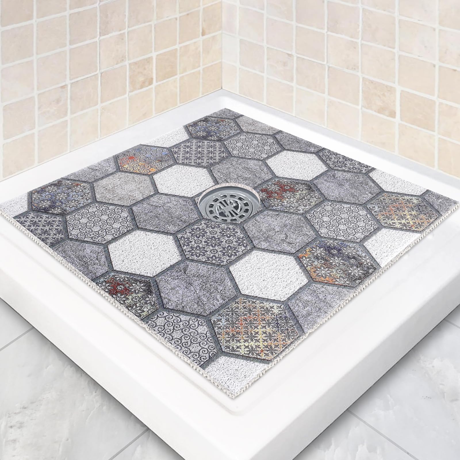 Amazon.com: Square Shower Mat Non Slip: 27 x 27 Inch Large Shower Mats ...