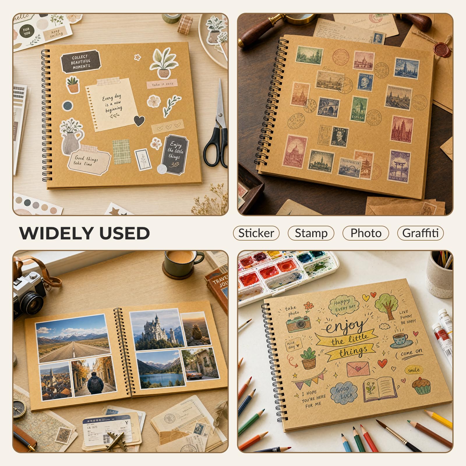 Album fotografico per scrapbooking, 80 pagine, 30 x 30 cm