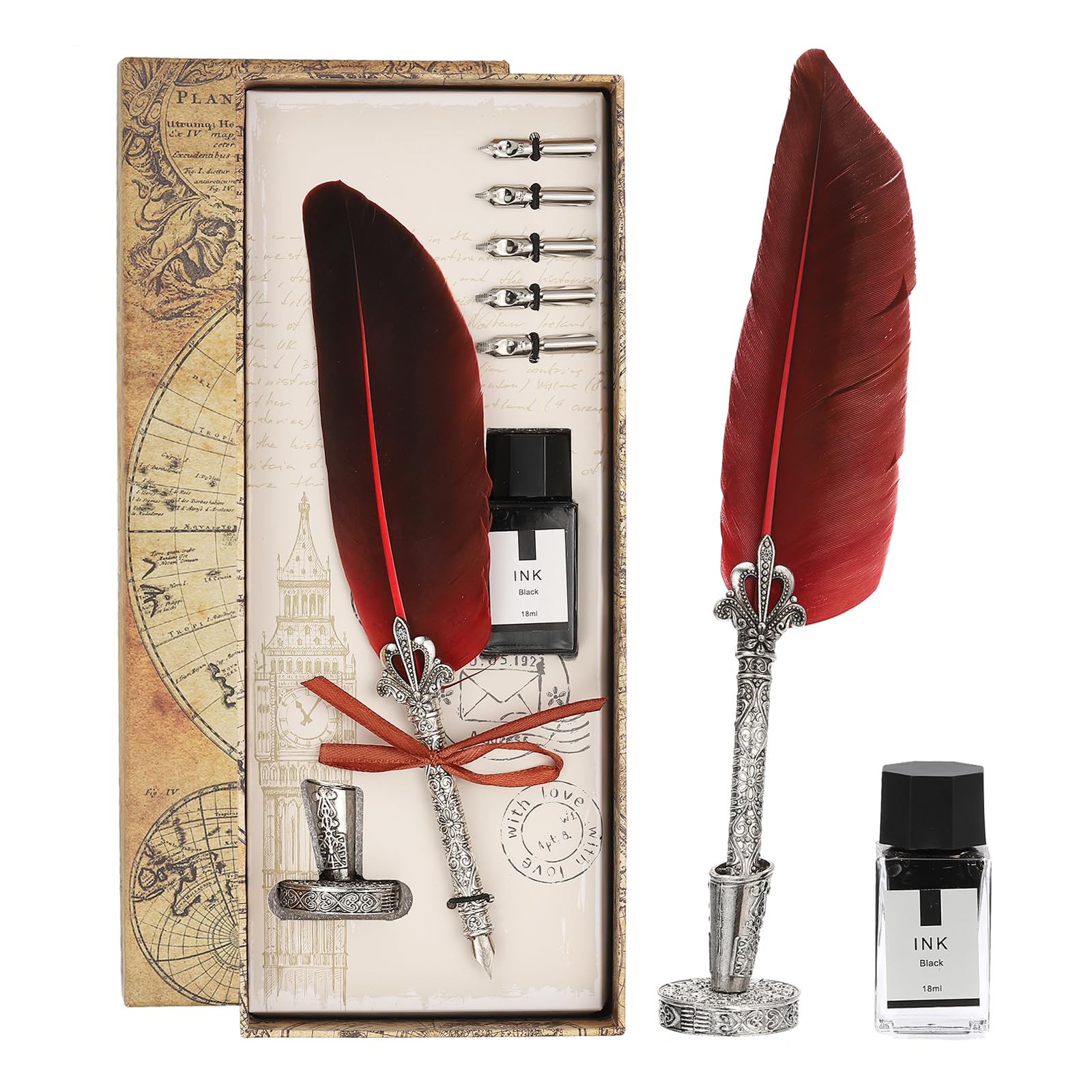 PATIKIL 26cm/11 Carved Feather Pen Set