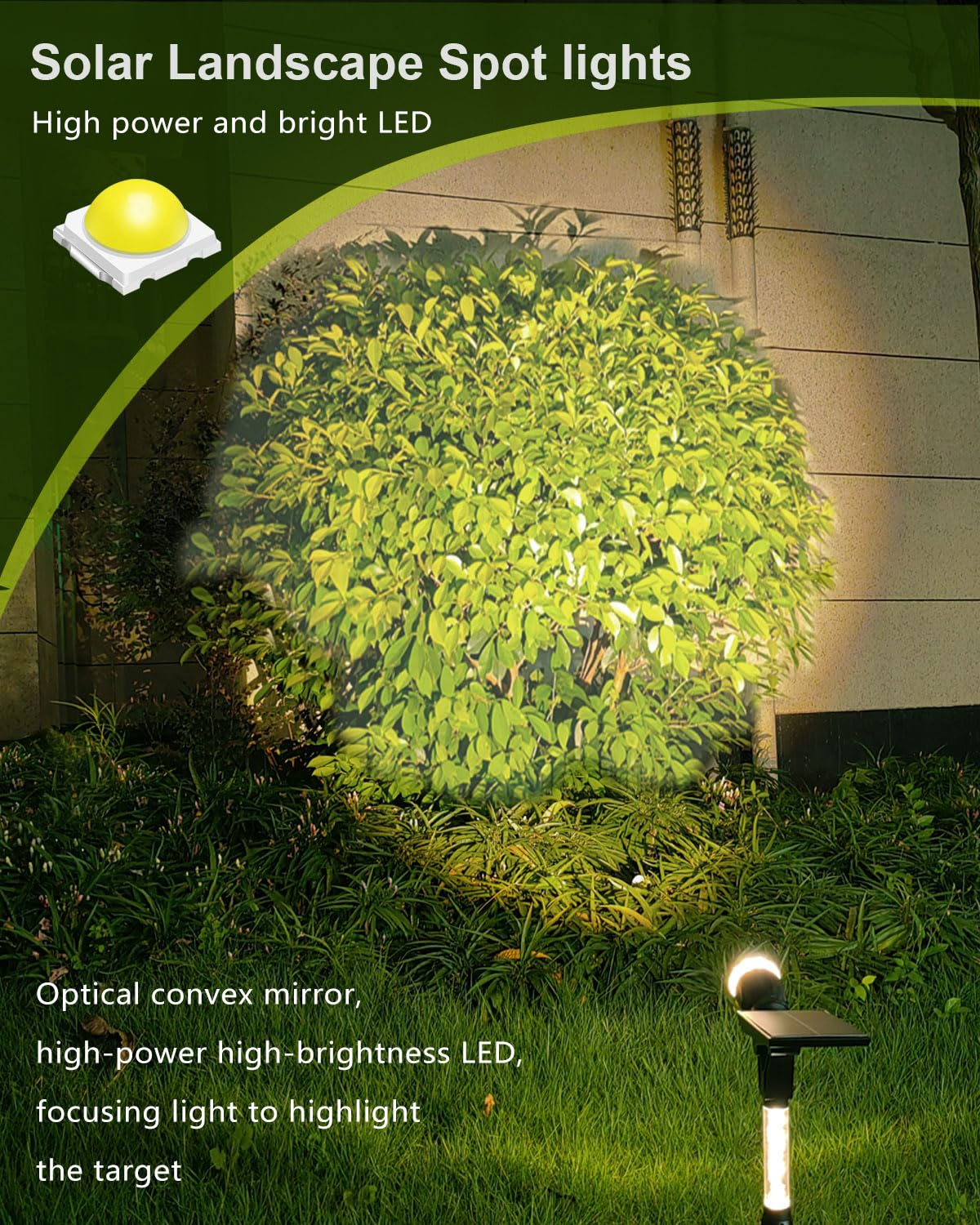 Faretti solari per esterni, impermeabili, IP65, 180 lumen, 5000 K, bianco freddo, luci per esterni, circuito intelligente per illuminazione notturna, luci solari per esterni, per cortile, casa