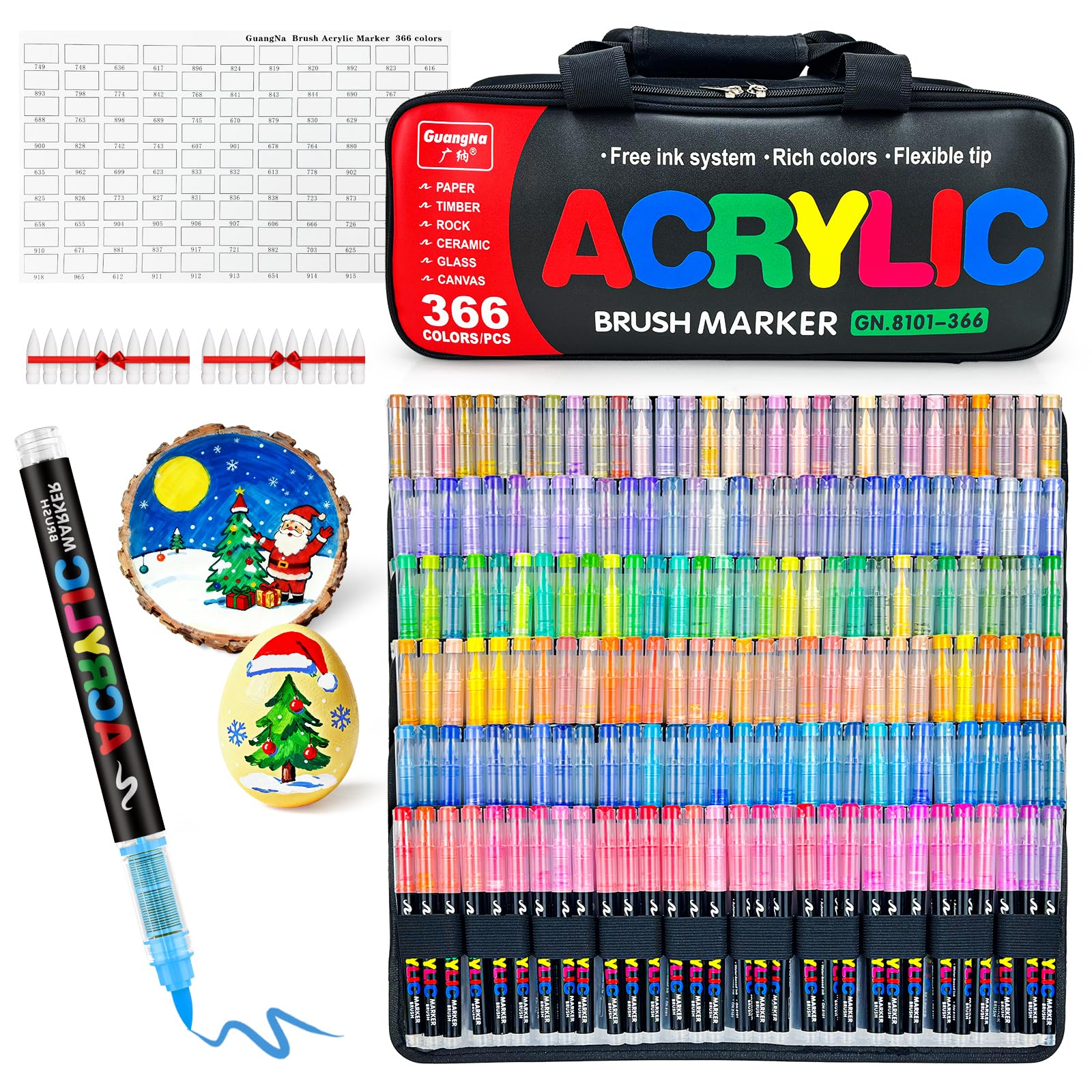 Amazon.com: Guangna 366 Acrylic Paint Markers, Brush Tip Acrylic