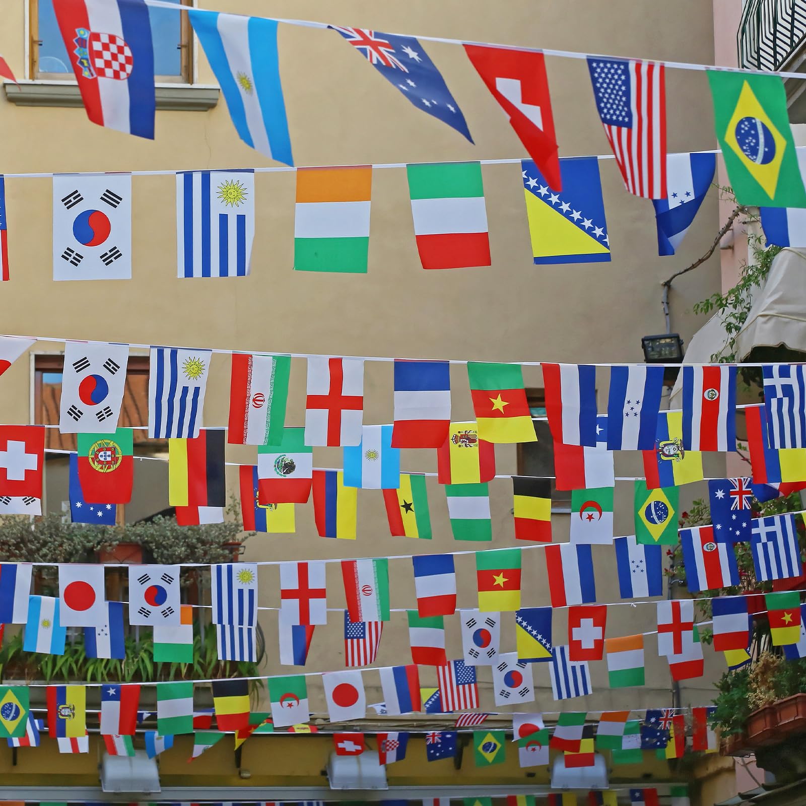2 paquetes de 32 banderines de países para el Mundial 2026, decoración del campeonato del mundo, 20 m, guirnalda decorativa de fútbol, guirnalda decorativa de fútbol, impresión por ambos lados