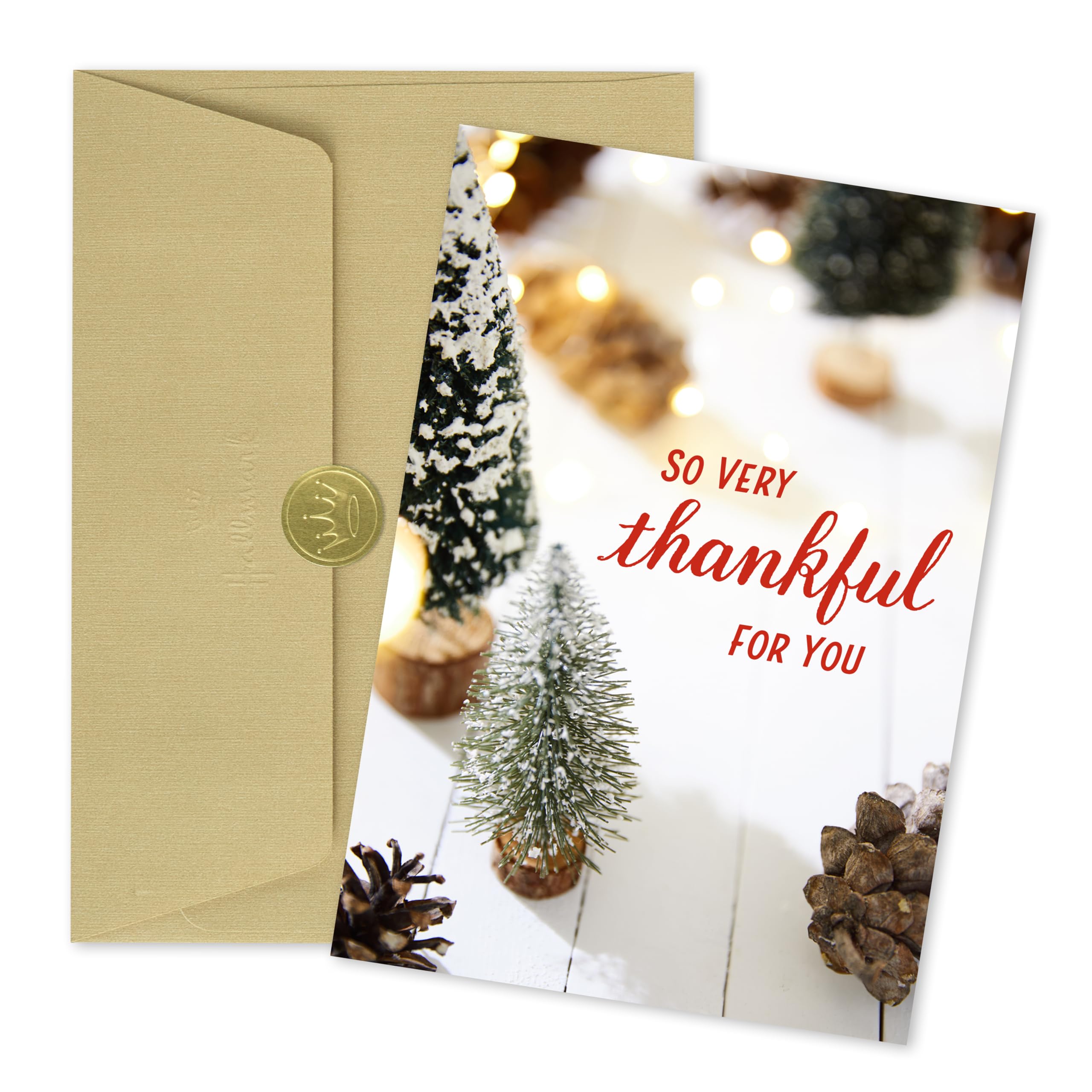 Hallmark Business Bulk 100 Pack Holiday Cards for Employees & Staff (So Very Thankful Pine Trees), 5 x 7 Cards, Message Inside, Envelopes Included