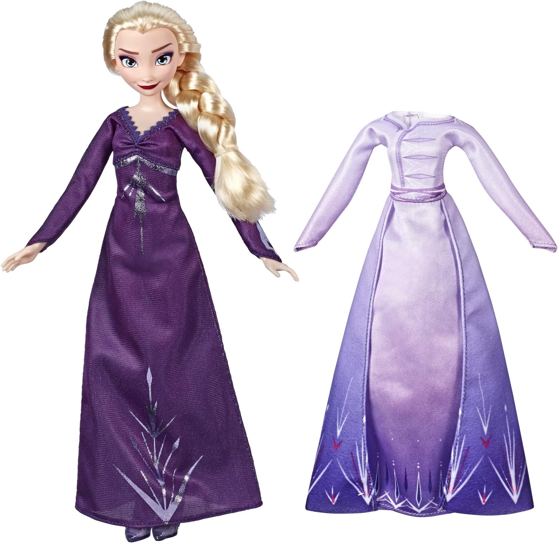 Disney Frozen Arendelle Fashions Elsa Fashion Doll With 2 Outfits, Purple Nightgown and Dress Inspired by Disney's Frozen 2 Movie - Toy For Kids 3 Years Old And Up