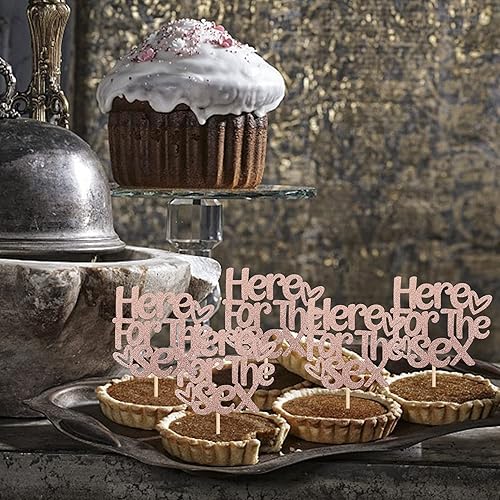 Miniatura 3 de Rsstarxi Paquete de 24 decoraciones para cupcakes con purpurina para revelación de género, para baby shower, niños, decoración de pastel de