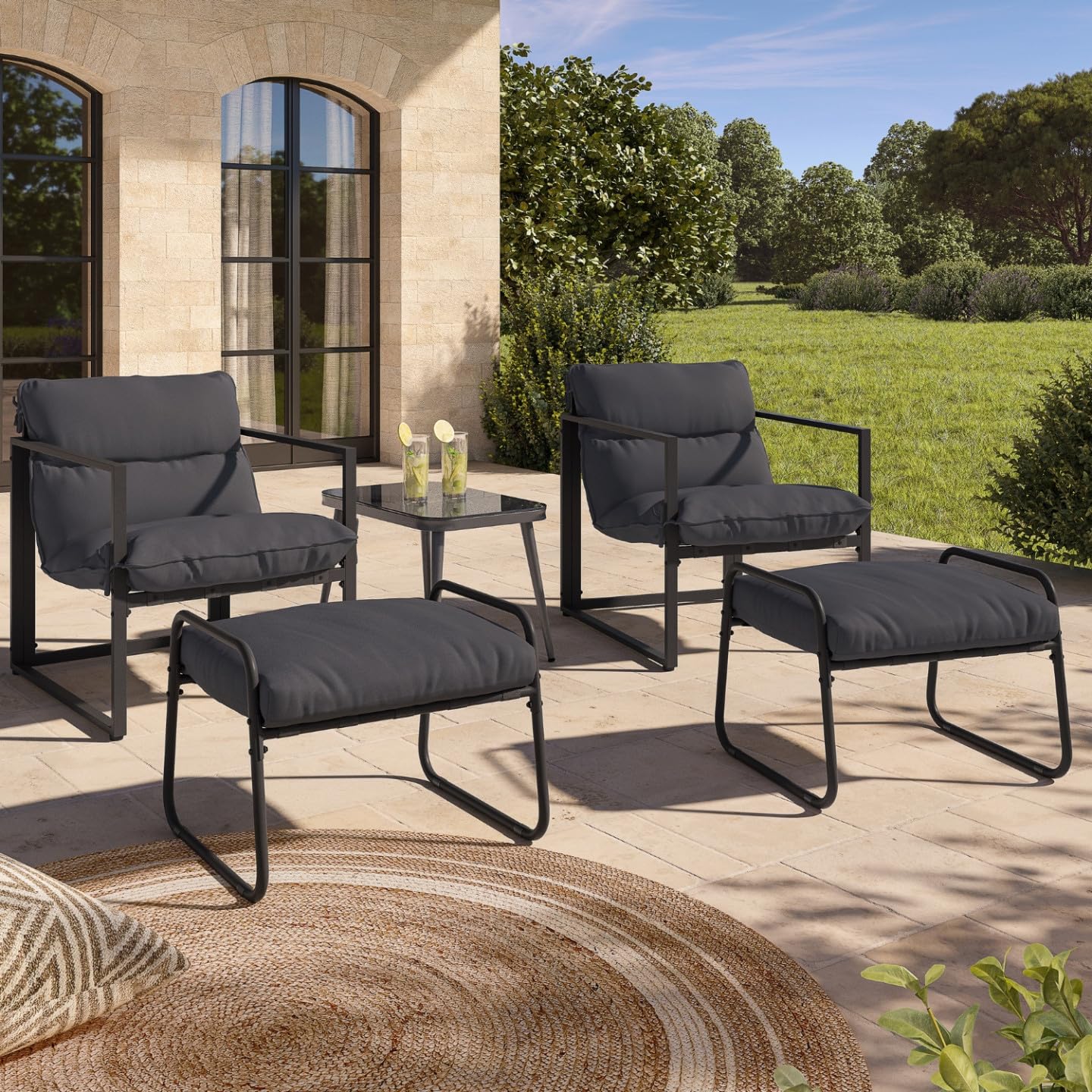 IDMarket - Lot de 2 fauteuils de Jardin Marco Gris Anthracite