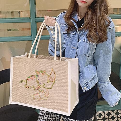 Vista 31 de Bolsas pequeñas reutilizables de yute natural para regalo de Navidad con asas de algodón, bolsas de mano para bodas, damas de honor, bolsa