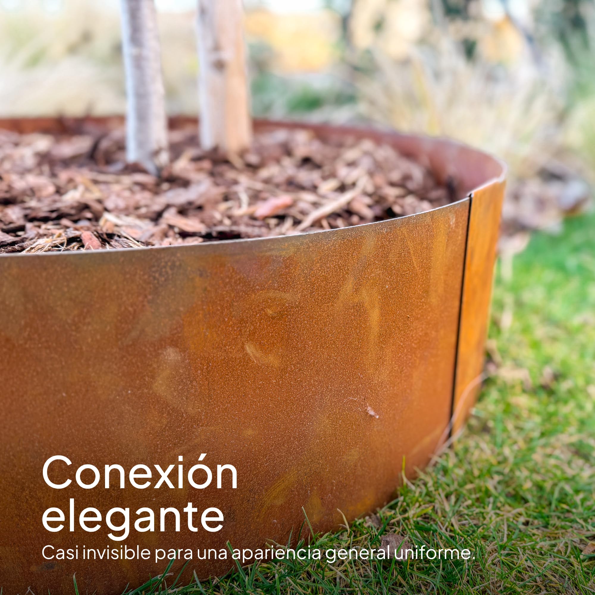 UNIGARDIA Juego de 4 Conectores de Acero Corten para Bordes de Jardín, Altura 20 cm - Elemento de Unión para Borduras de Césped - Grosor 1 mm