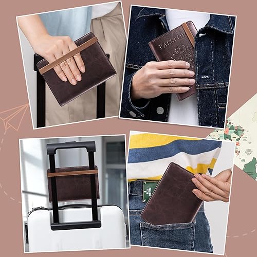 Vista 6 de CoBak Soporte para pasaporte - Guarda pasaportes, tarjetas de crédito, tarjetas de identificación, múltiples bolsillos para almacenamiento.