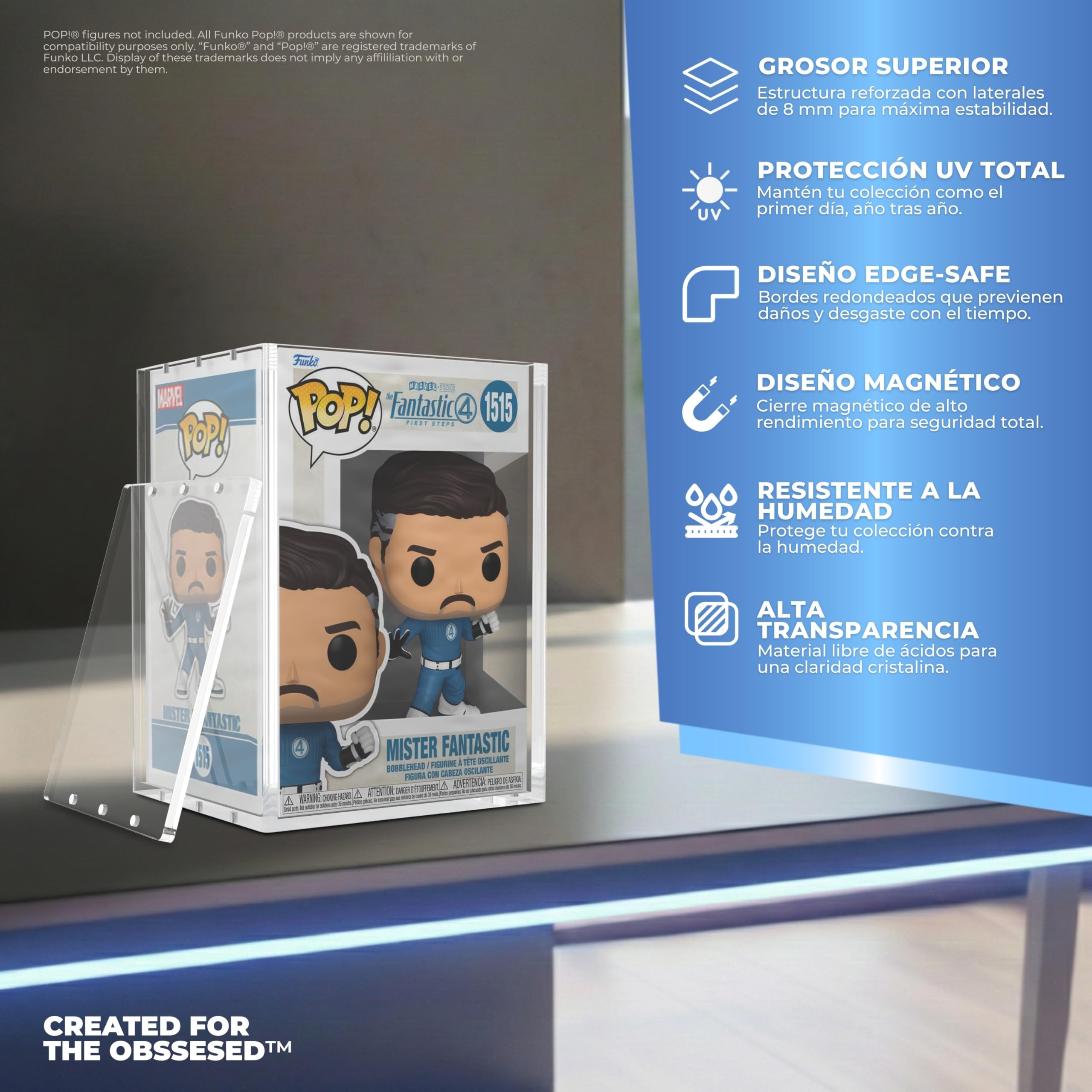 Protector Funko Pop Metacrilato con Imanes N52 – Funko Pop Protector UV 99% Transparente y Apilable – Funda Protectora Funko Pop Premium
