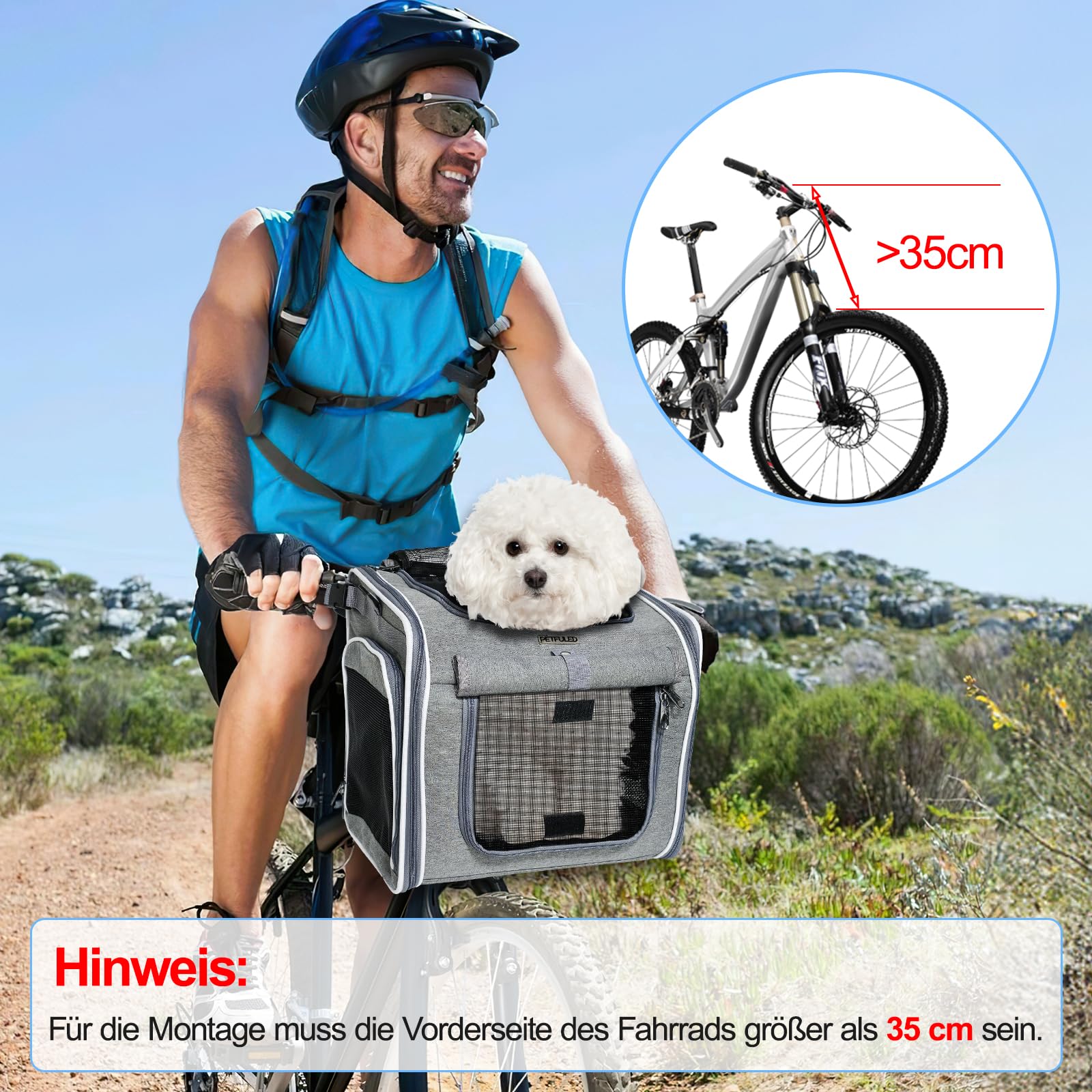 Cesta para perros para bicicleta, plegable, para perros pequeños