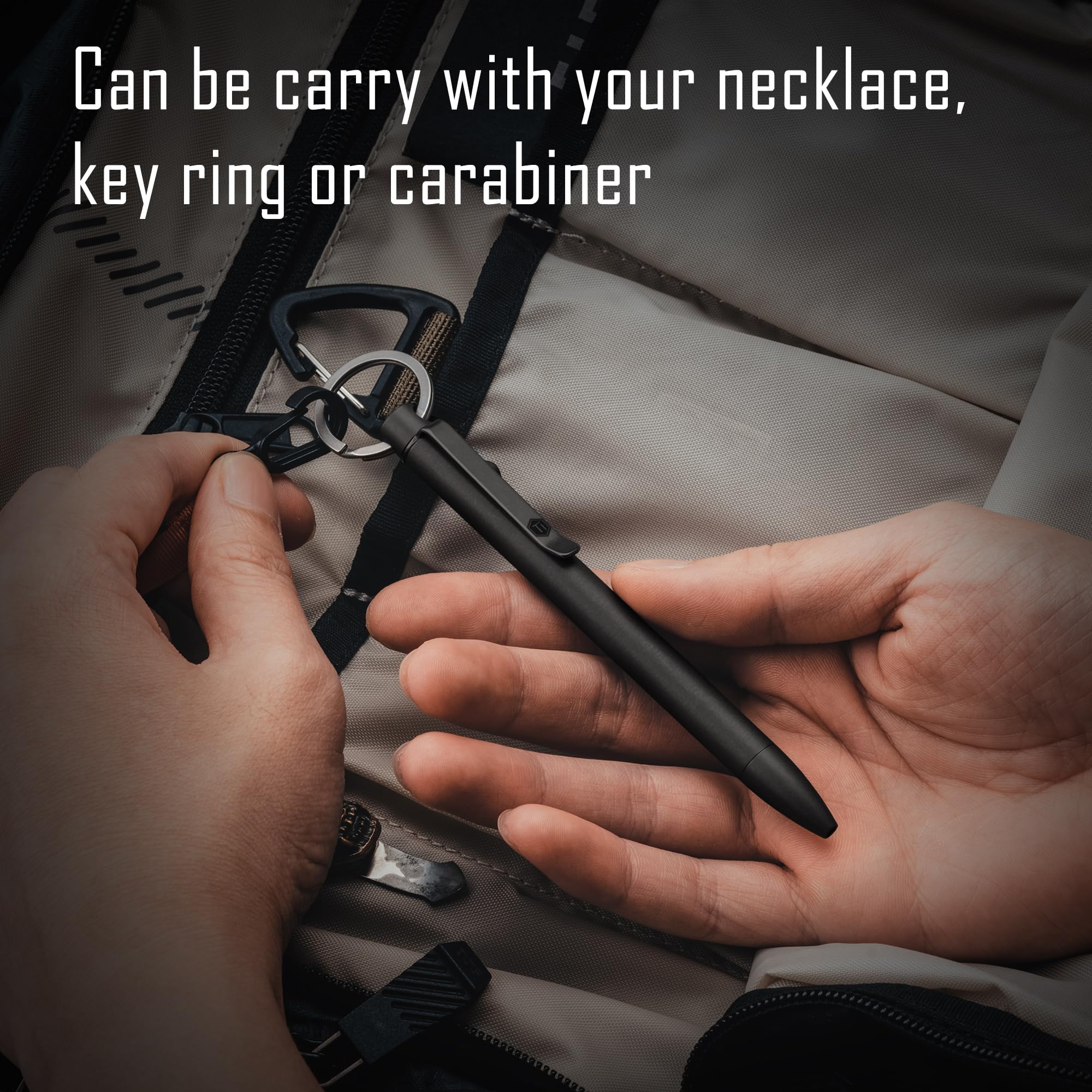KeyUnity KP01BK Pen mit Clip, EDC-Taschenstift aus Titanlegierung, einziehbarer Metallkugelschreiber für den täglichen Gebrauch (PVD-Schwarz)