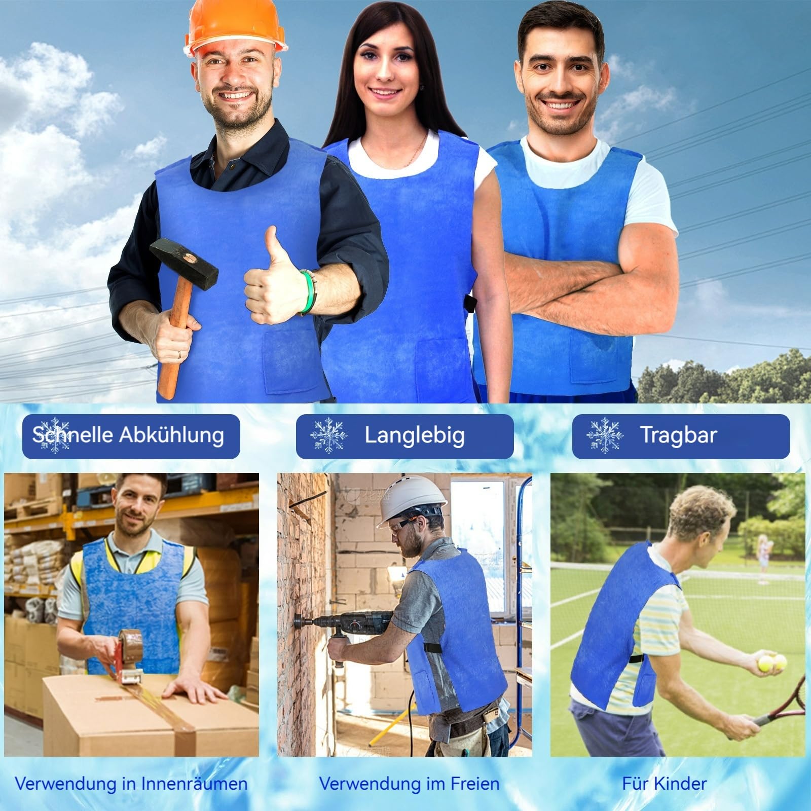 TeamSky Chaleco refrigerante para verano para hombre y mujer, chaleco de hielo transpirable para trabajo al aire libre, deportes y pesca