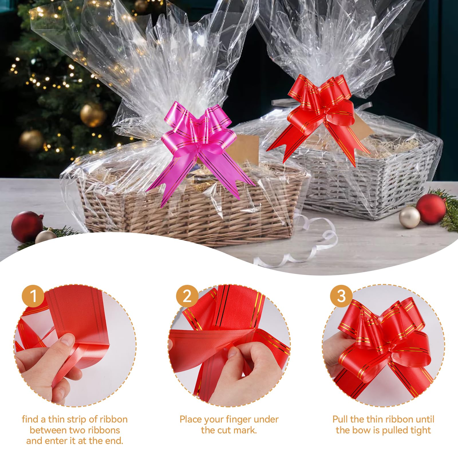 5 Sacchetti Regalo In Cellophane Trasparenti Extra Grandi 60x76 Cm Con Fiocchi - Perfetti Per Cesti, Fiori, Bottiglie E Confezioni Fai Da Te