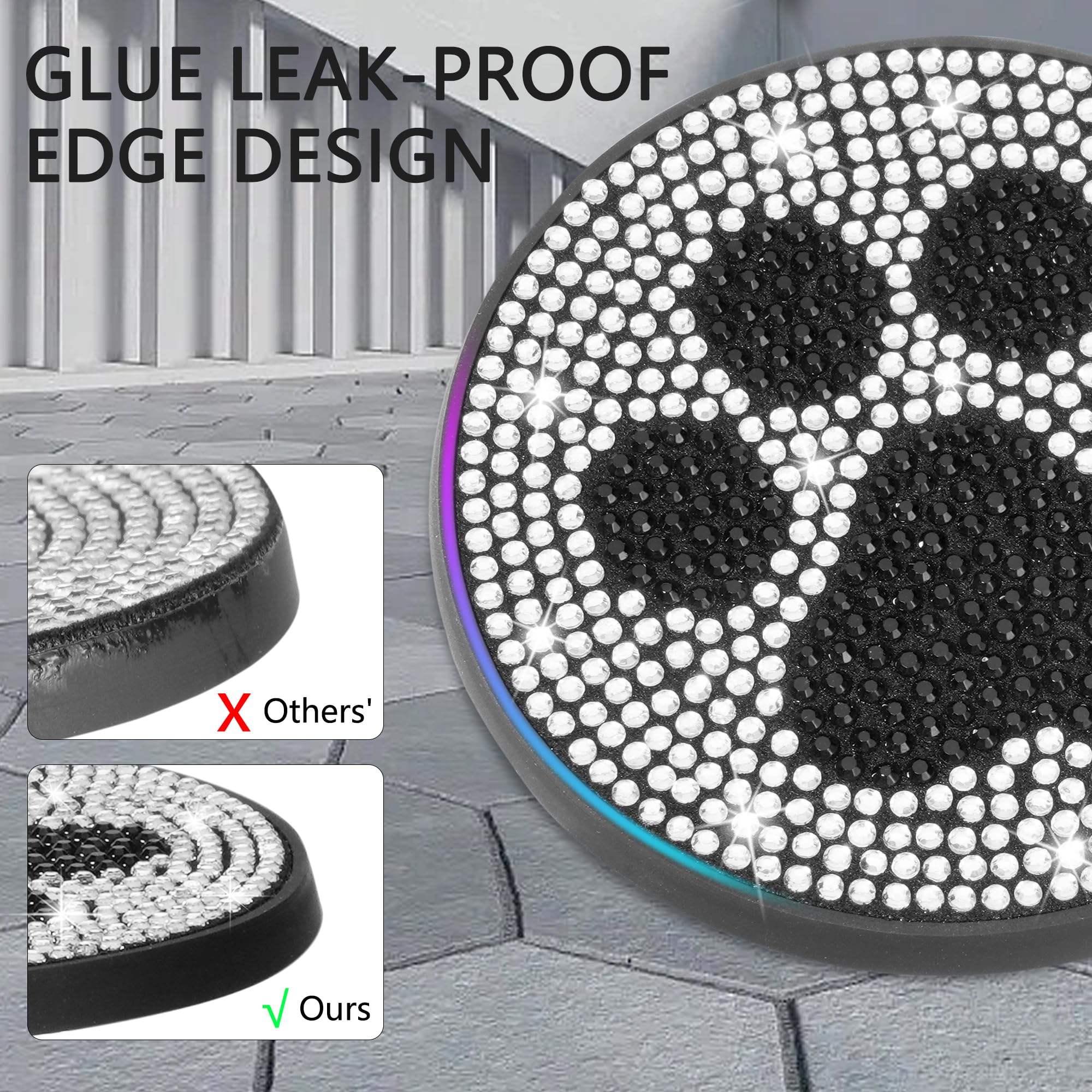 Bling Car Coasters for Cup Holder 2 Pack 2 75 Sparkling Drink Inserts - Non-Slip Crystal Car Interior — view 2