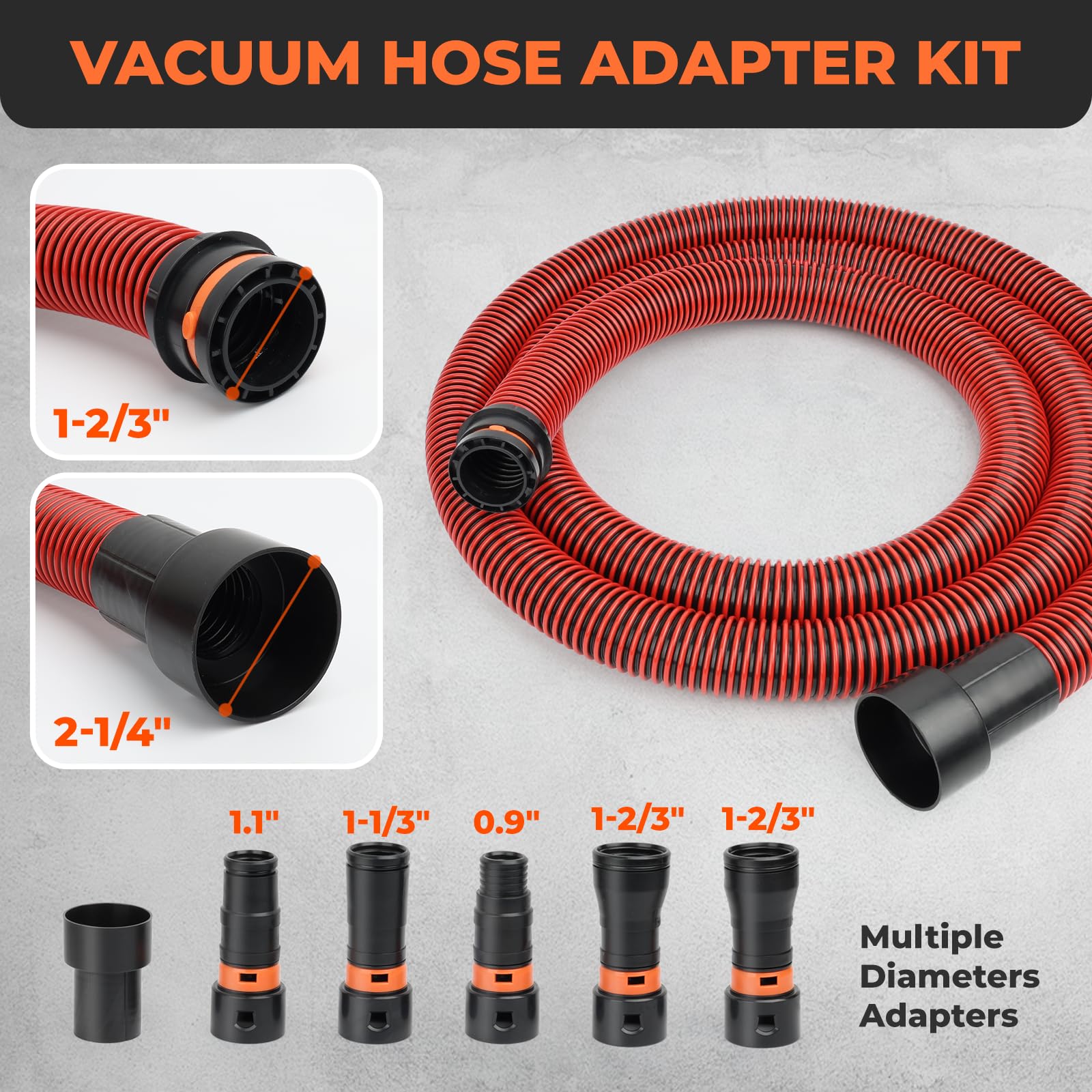 Kup zestaw adapterów do węża Vacumn do domu i sklepu system odkurzania, 7 złączek/adapterów pasuje do większości marek, szybko przełączany wąż próżniowy na sucho i mokro (40 m)
