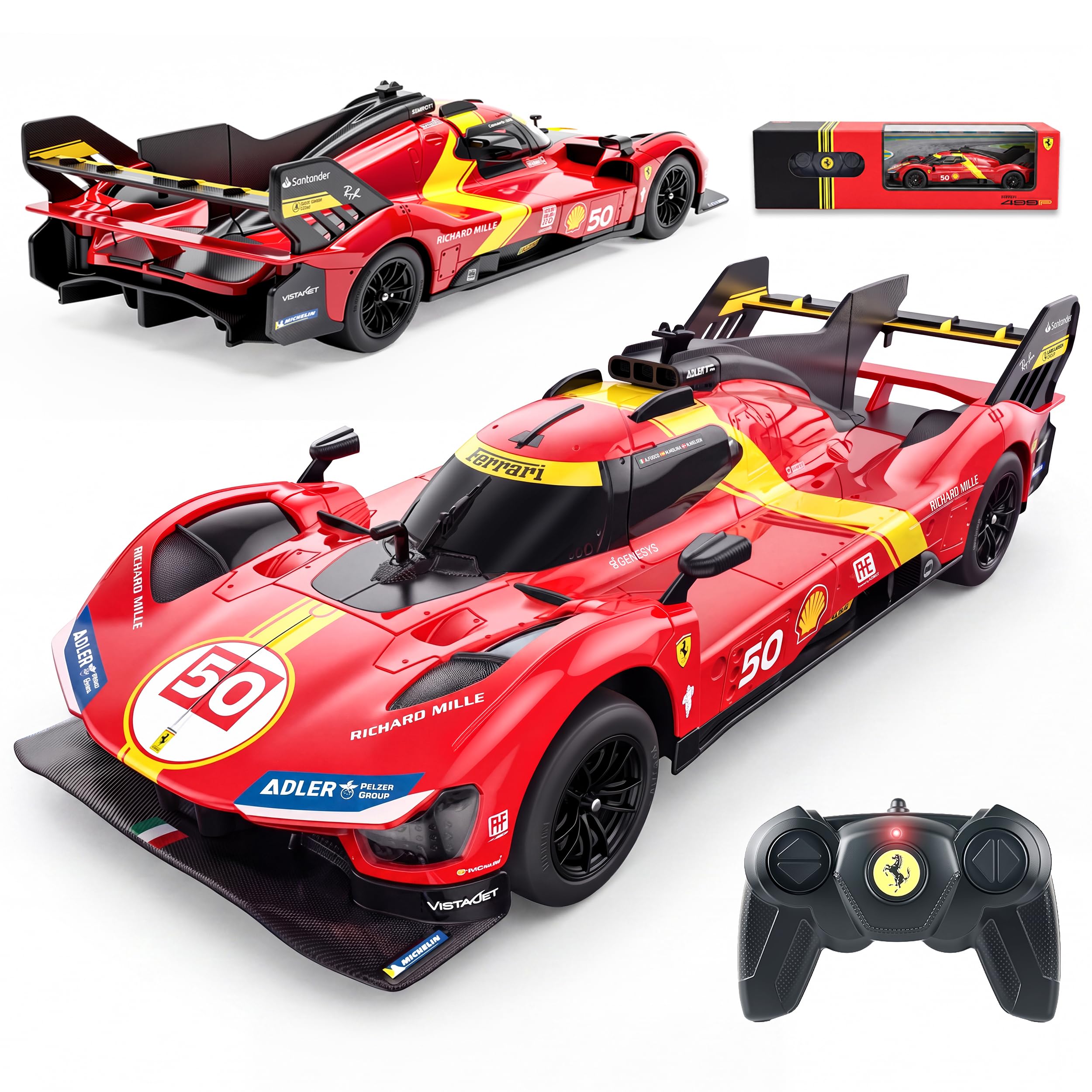 BEZGAR Licensed Ferrari 499P 1:24 Scale RC Remote Race Car Toy for Boys