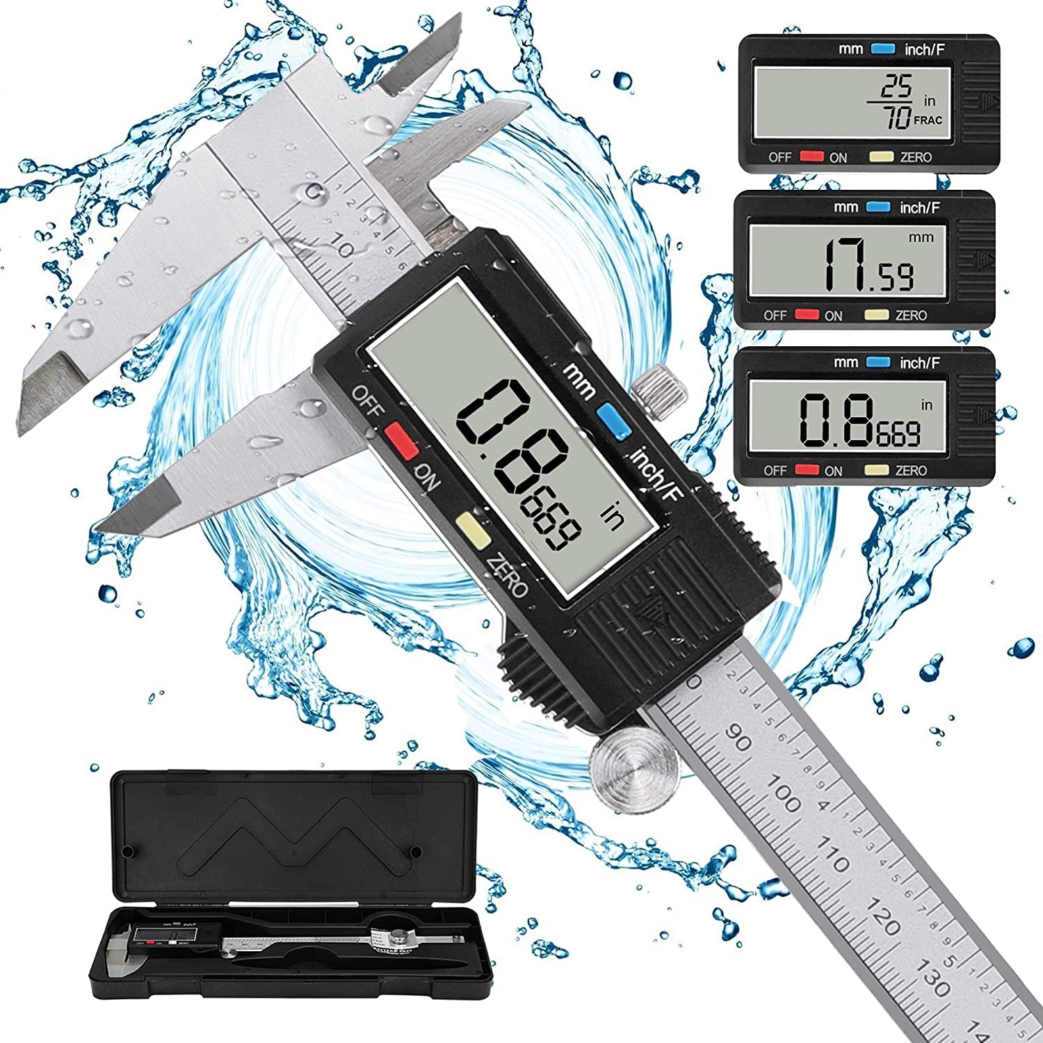 Corceptive digital caliper,digital vernier caliper 150mm,vernier caliper 6 inches,caliper measurement tool,stainless steel vernier caliper,screw gauge and vernier caliper,150 mm/6-inches lcd display