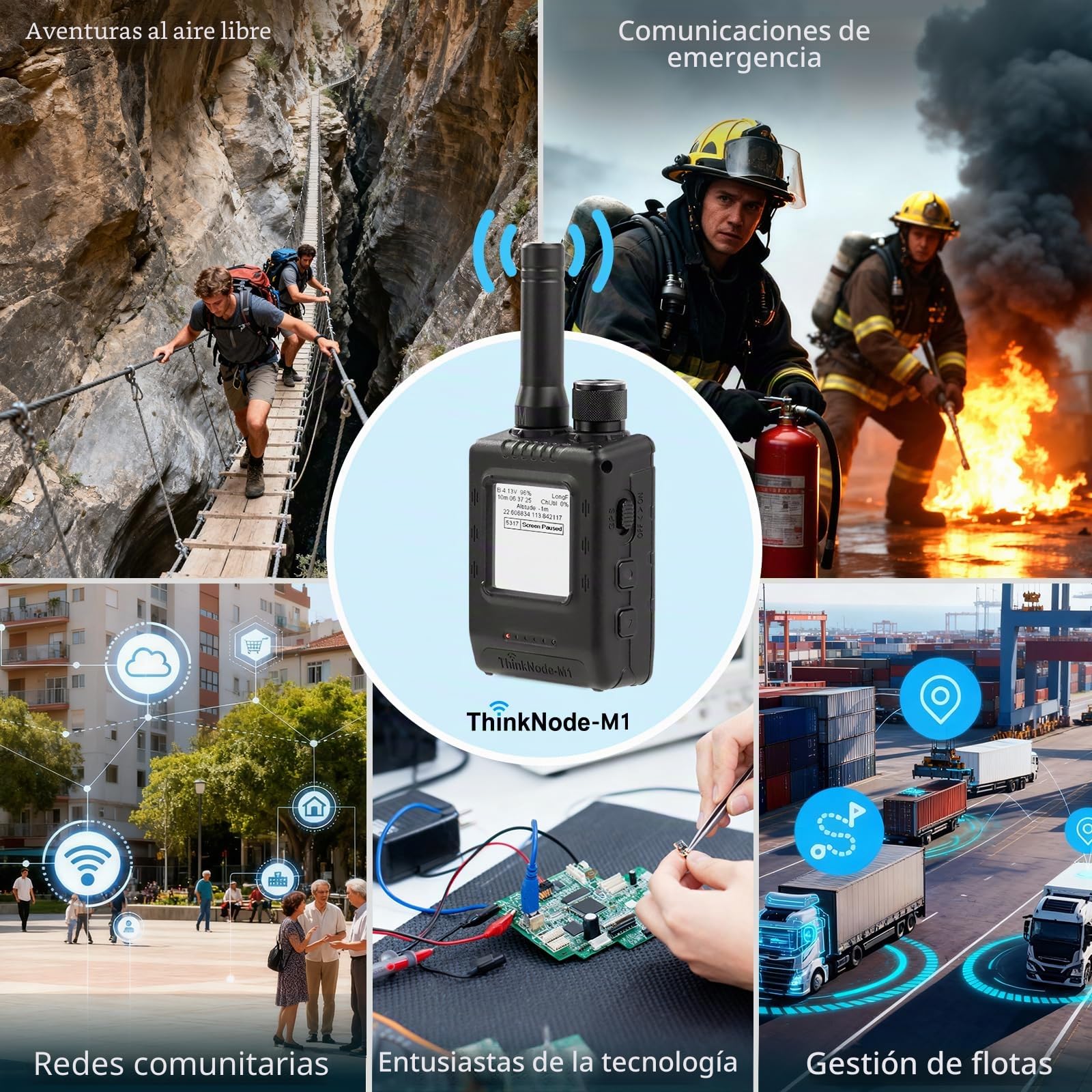 ELECROW LoRa Meshtastic Transceptor con GPS y nRF52840 - ThinkNode M1 con pantalla EPD de 1.54 pulgadas y funda, módulo inalámbrico SX1262 915MHz, batería de 1200mAh para Meshtastic