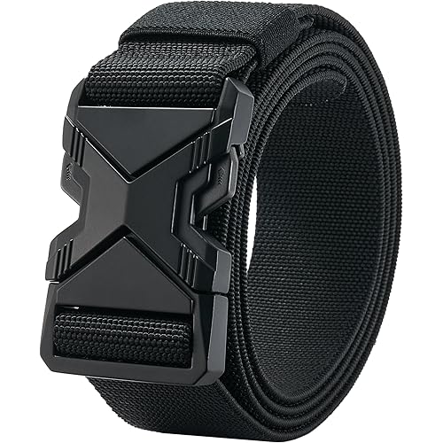 LionVII Heavy Duty Quick Release Belt, Elastic Stretch 1.5" Web Work Belts with Alloy Buckle for Waist Size Below 48"